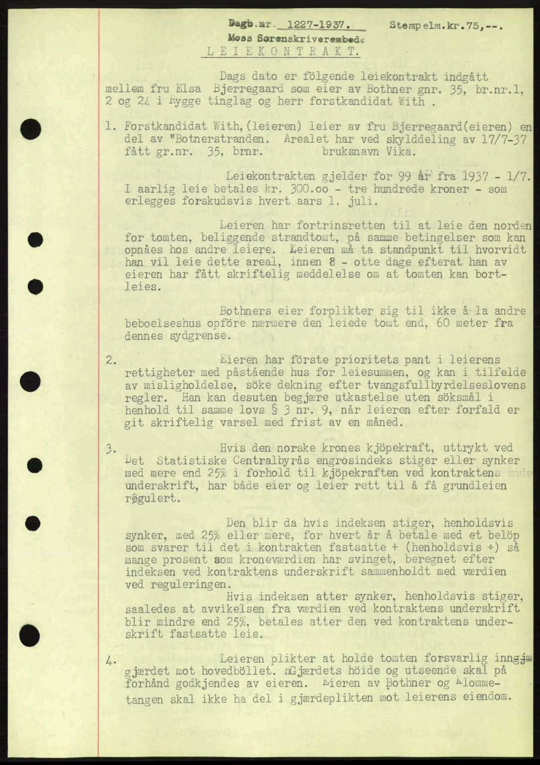 Moss sorenskriveri, SAO/A-10168: Pantebok nr. B3, 1937-1937, Dagboknr: 1227/1937