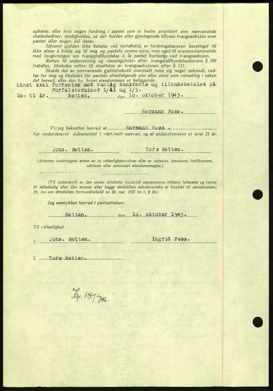 Nordmøre sorenskriveri, AV/SAT-A-4132/1/2/2Ca: Pantebok nr. B91, 1943-1944, Dagboknr: 2404/1943