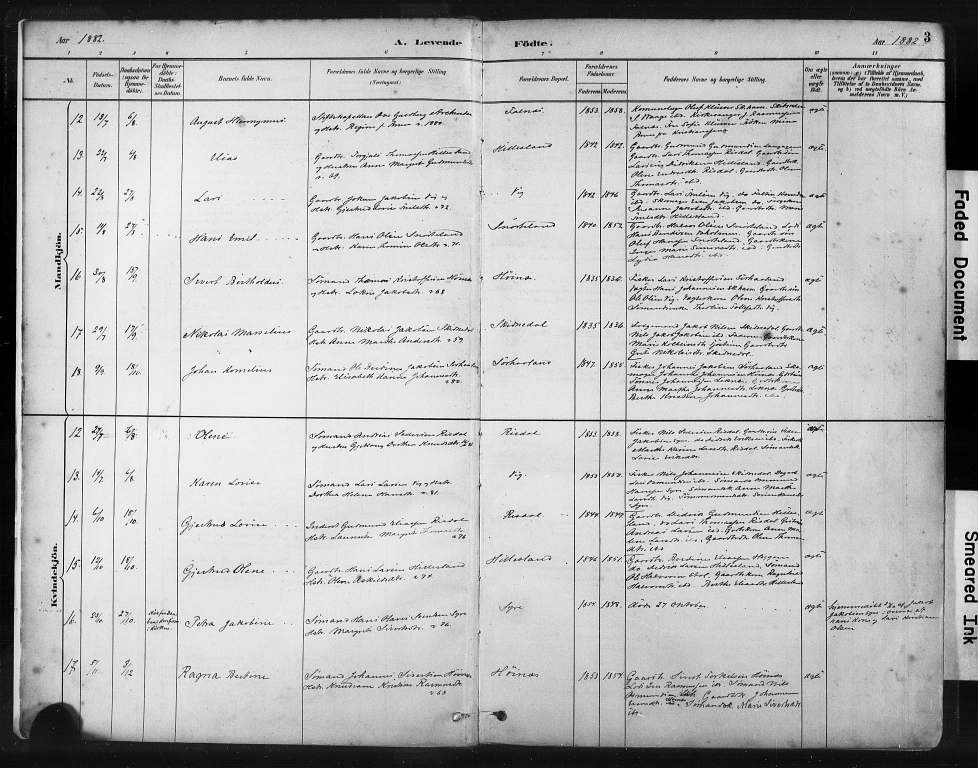 Skudenes sokneprestkontor, AV/SAST-A -101849/H/Ha/Haa/L0009: Ministerialbok nr. A 6, 1882-1912, s. 3