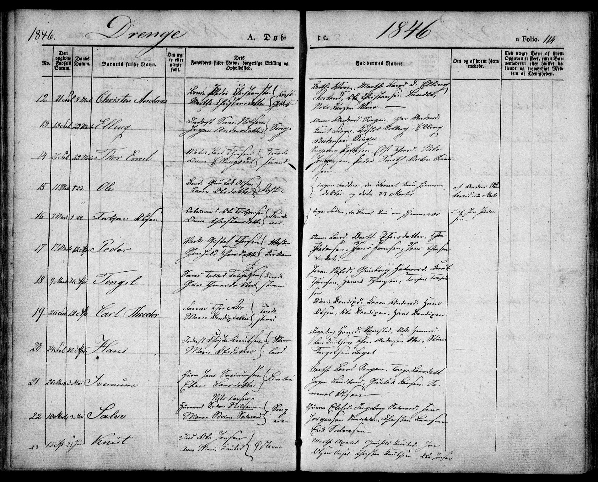 Holt sokneprestkontor, AV/SAK-1111-0021/F/Fa/L0007: Ministerialbok nr. A 7, 1836-1848, s. 114