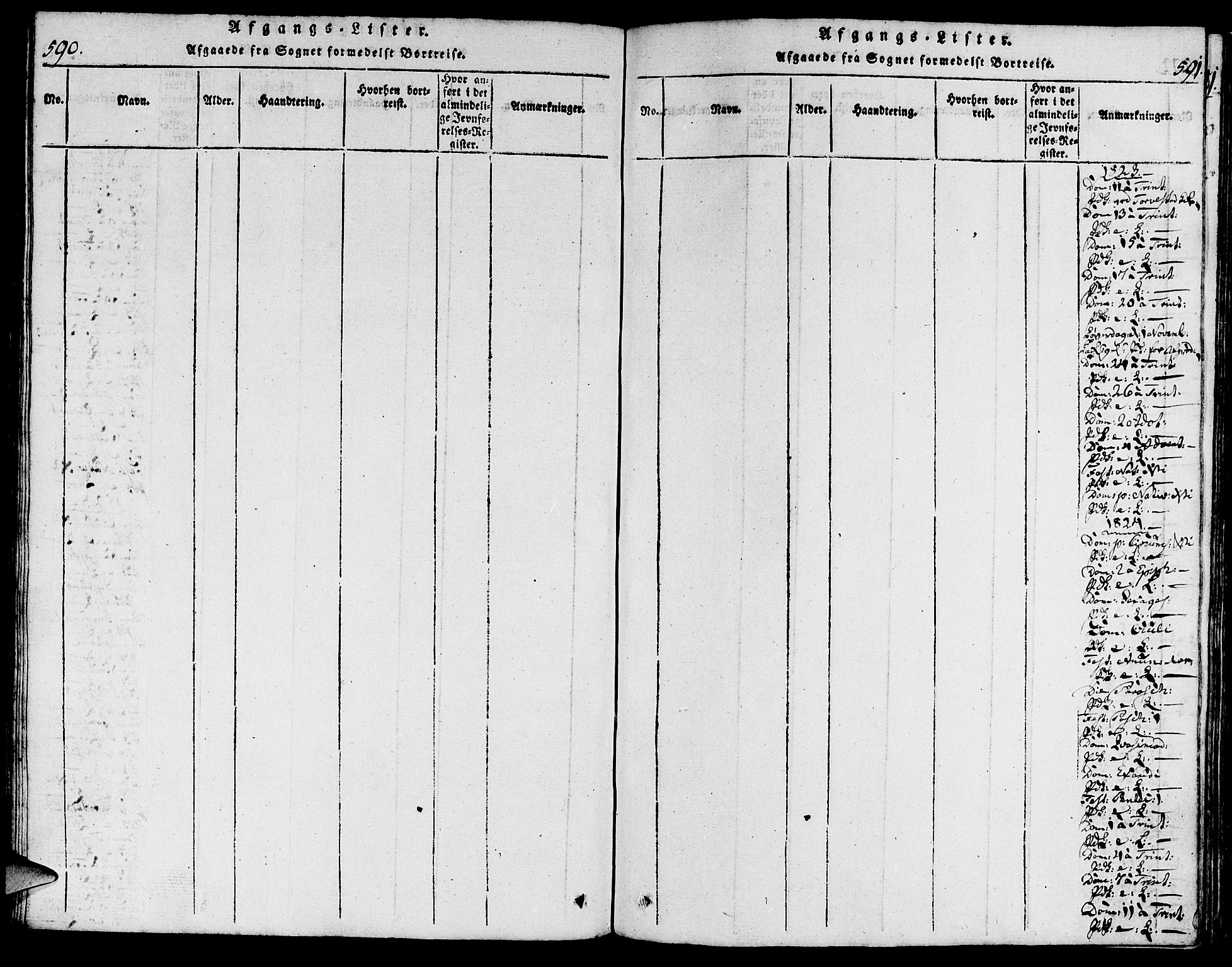 Torvastad sokneprestkontor, SAST/A -101857/H/Ha/Haa/L0004: Ministerialbok nr. A 3 /1, 1817-1836, s. 590-591