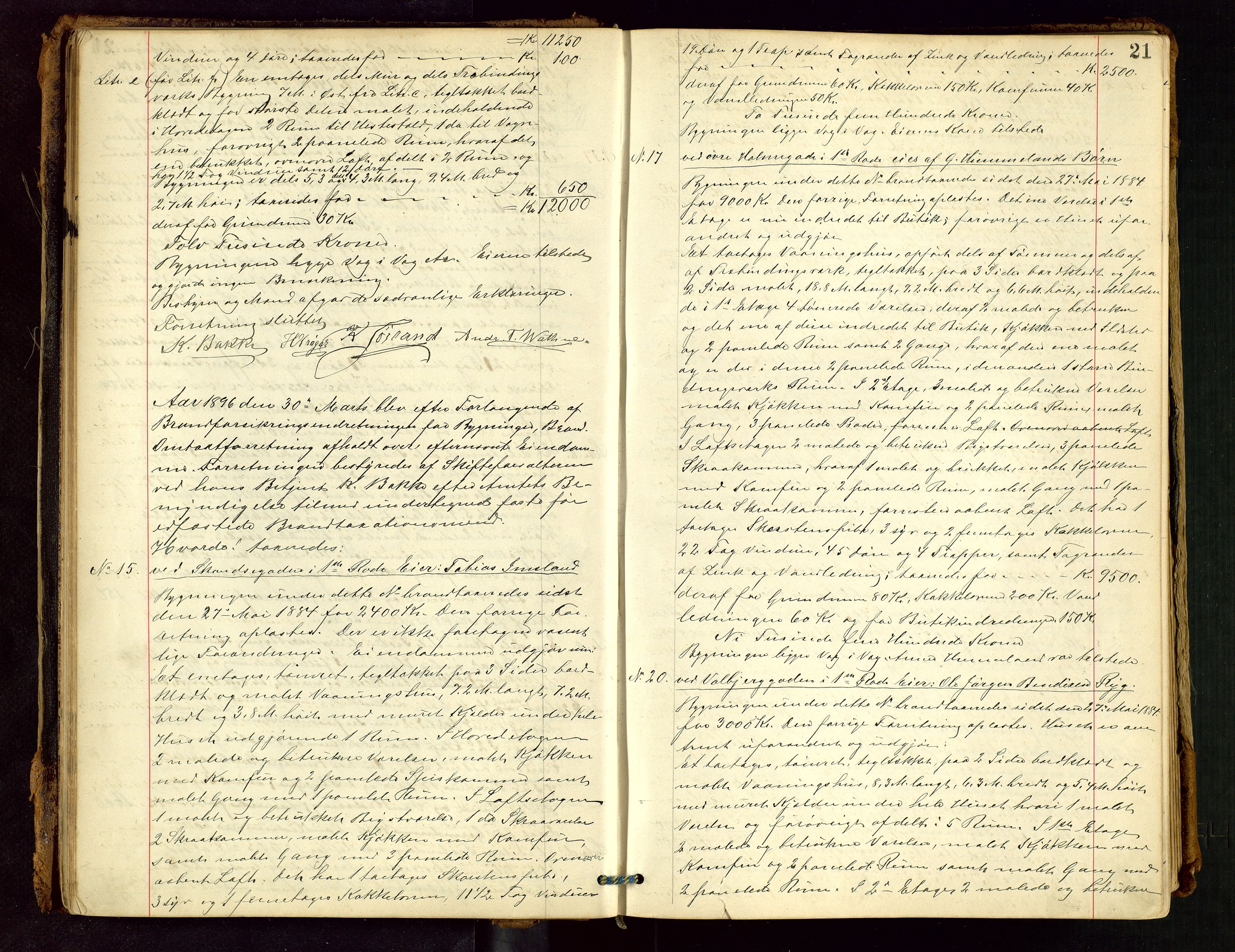 Norges Brannkasse Stavanger, AV/SAST-A-102143/F/Fd/L0003: Branntaksprotokoll nr. 14, 1895-1900, s. 20b-21a