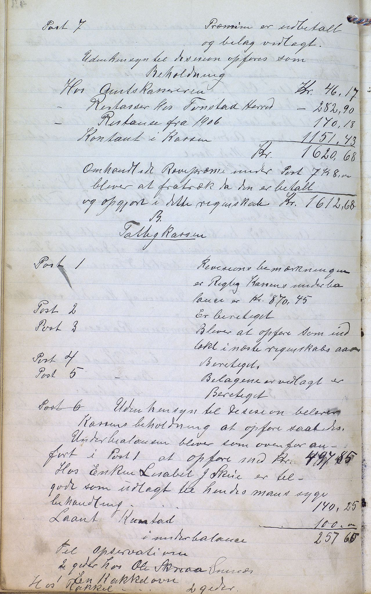 Øvre Sirdal kommune - Formannskapet/Kommunestyret, ARKSOR/1046ØS120/A/L0001: Møtebok (d), 1905-1917, s. 43b