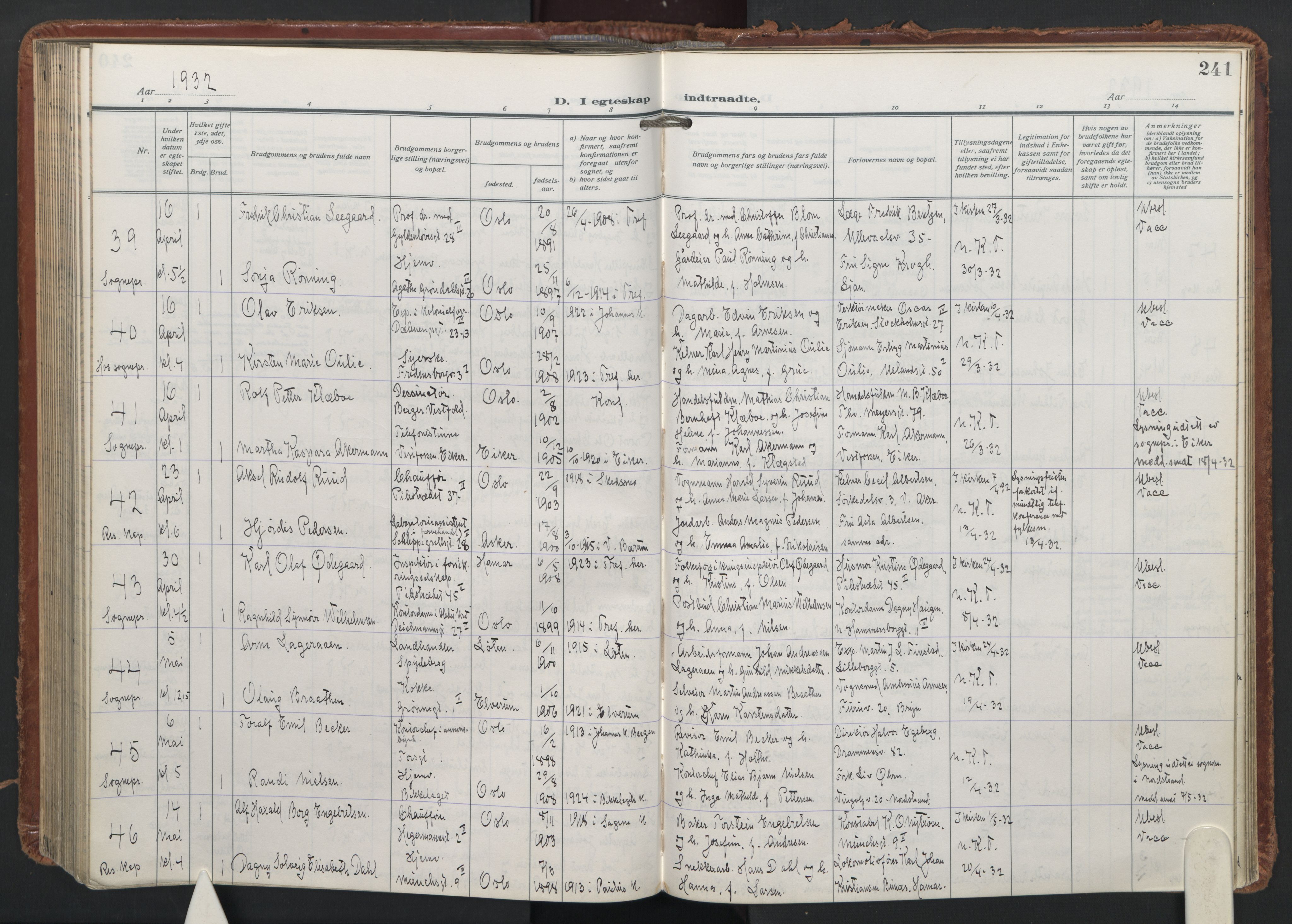 Trefoldighet prestekontor Kirkebøker, AV/SAO-A-10882/F/Fc/L0009: Ministerialbok nr. III 9, 1922-1936, s. 241