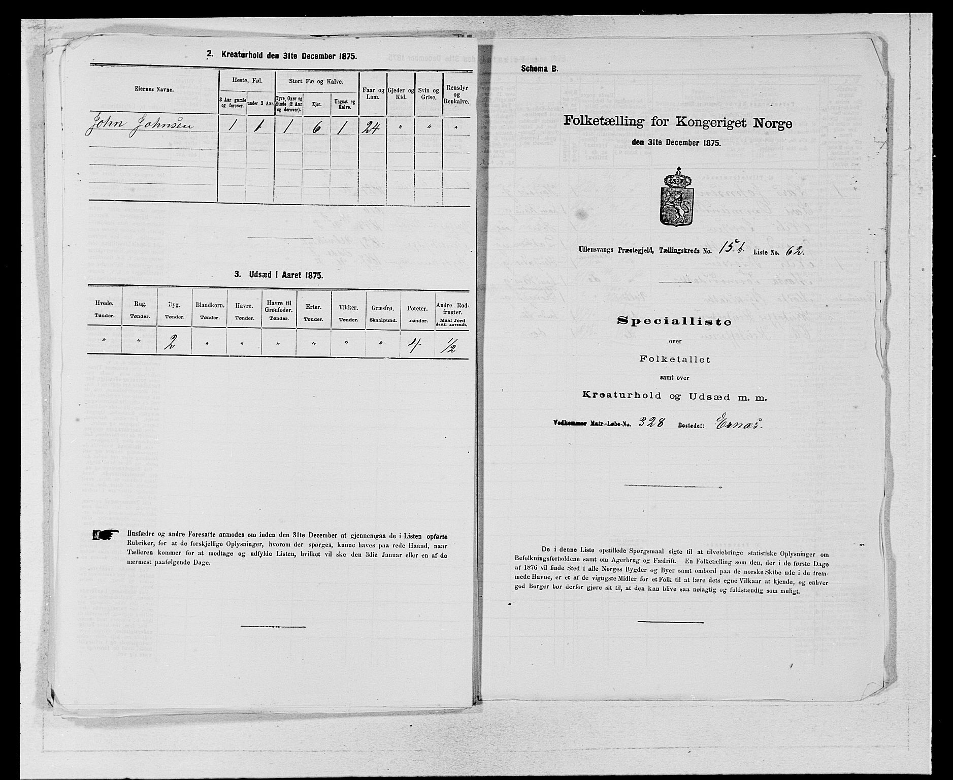 SAB, Folketelling 1875 for 1230P Ullensvang prestegjeld, 1875, s. 1586