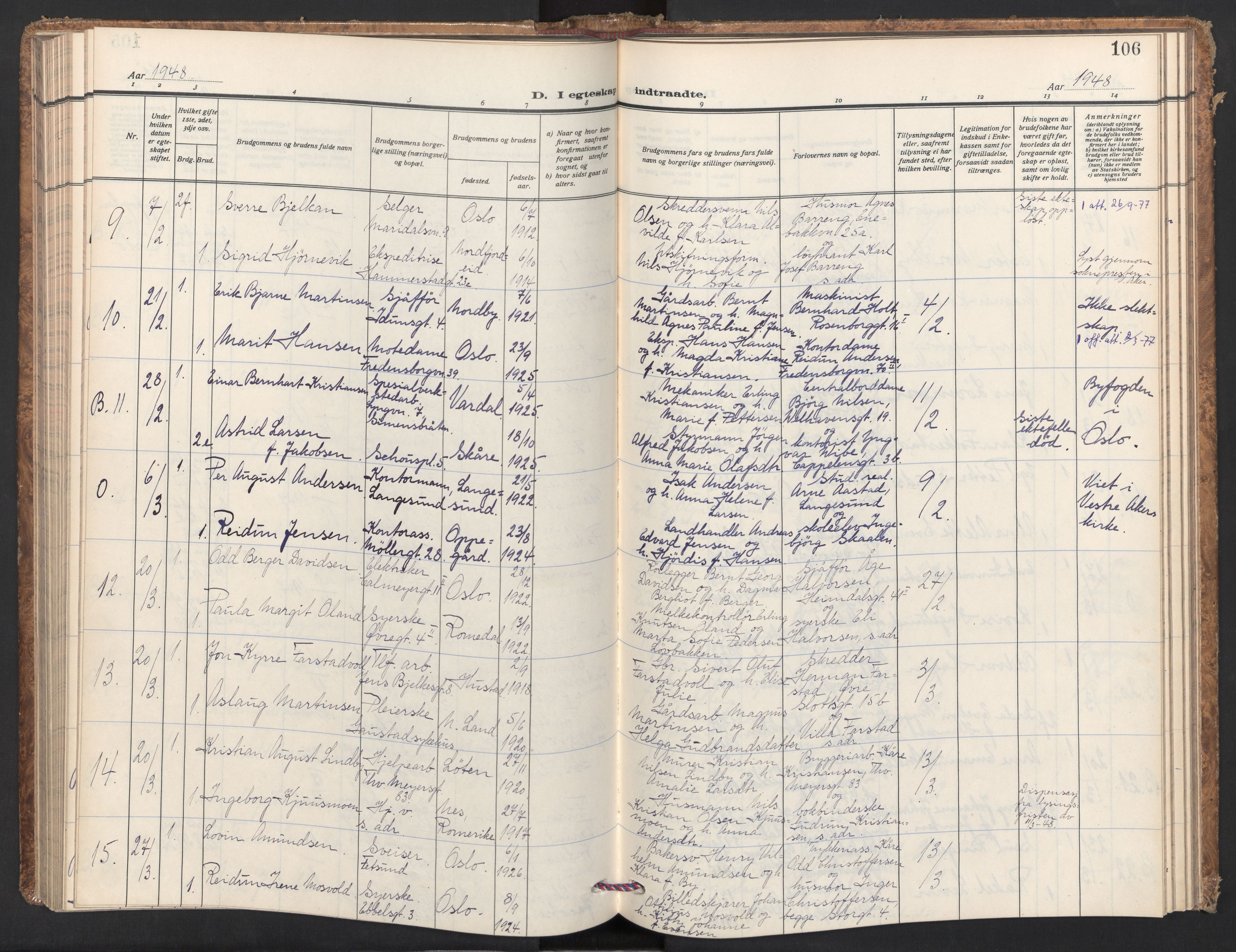 Jakob prestekontor Kirkebøker, AV/SAO-A-10850/F/Fa/L0019: Ministerialbok nr. 19, 1937-1949, s. 106