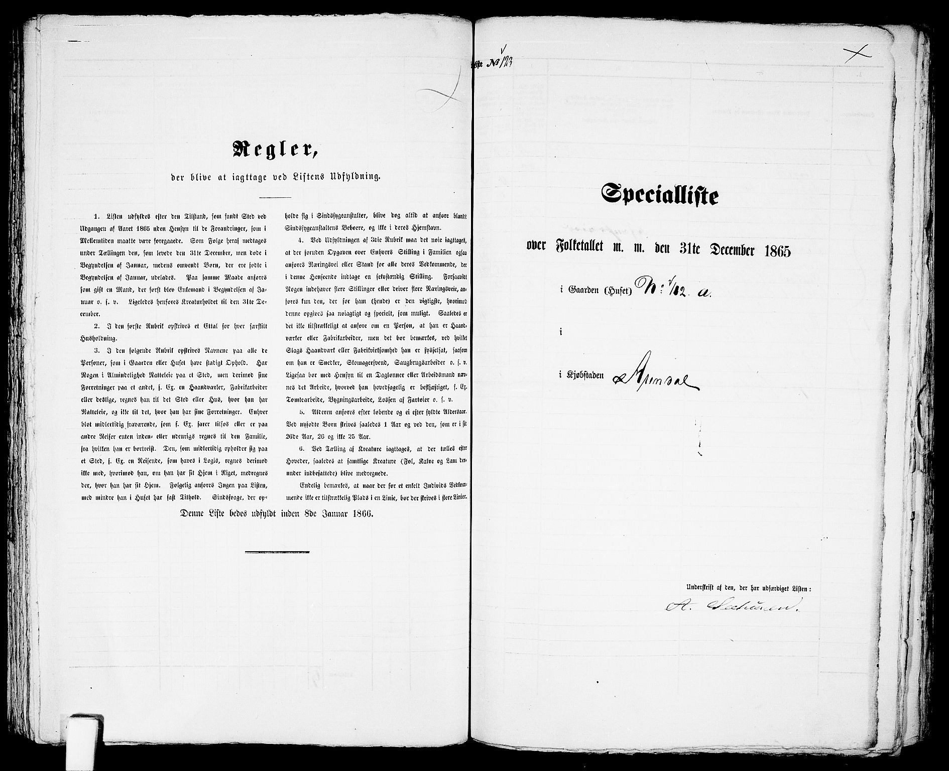 RA, Folketelling 1865 for 0903P Arendal prestegjeld, 1865, s. 251