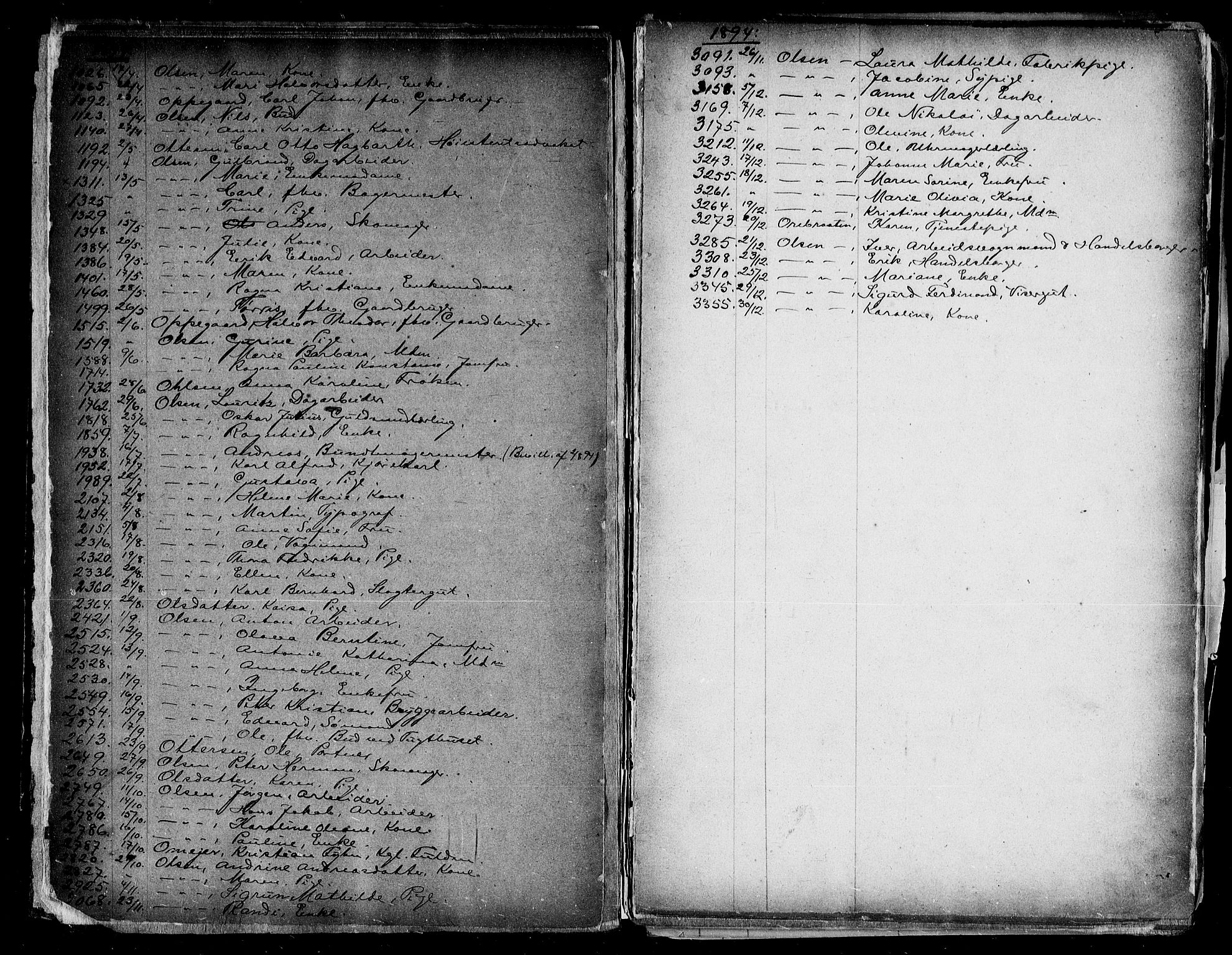 Oslo skifterett, AV/SAO-A-10383/F/Fa/Faa/L0001: Navneregister, 1894-1899