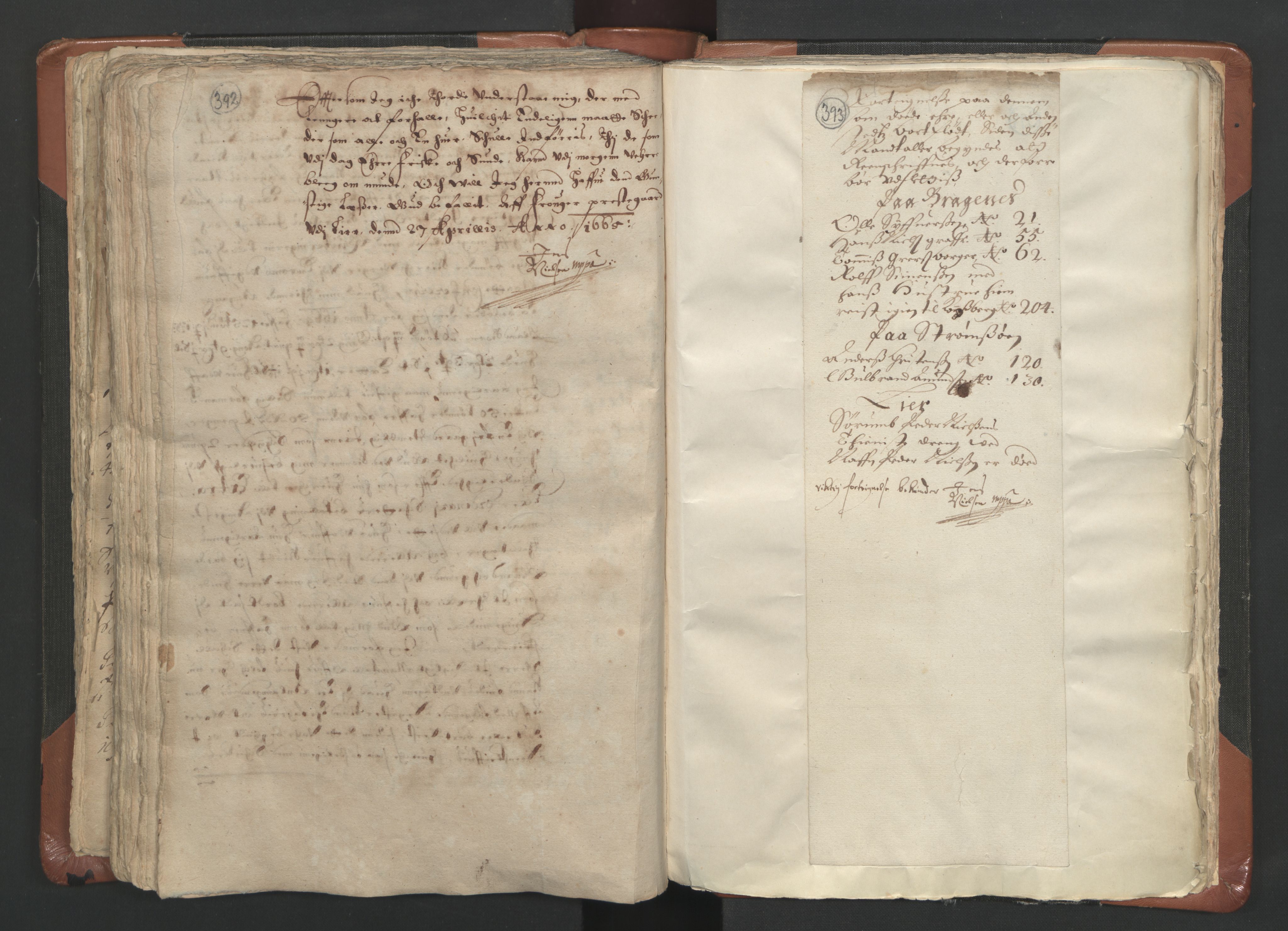 RA, Sogneprestenes manntall 1664-1666, nr. 9: Bragernes prosti, 1664-1666, s. 392-393