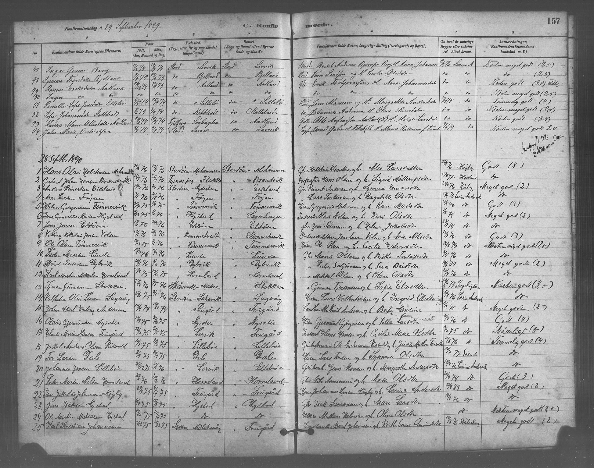 Stord sokneprestembete, AV/SAB-A-78201/H/Hab: Klokkerbok nr. A 2, 1879-1909, s. 157