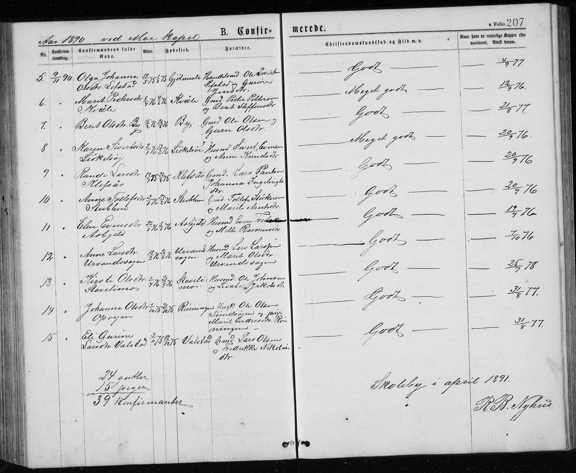 Ministerialprotokoller, klokkerbøker og fødselsregistre - Sør-Trøndelag, SAT/A-1456/671/L0843: Klokkerbok nr. 671C02, 1873-1892, s. 207