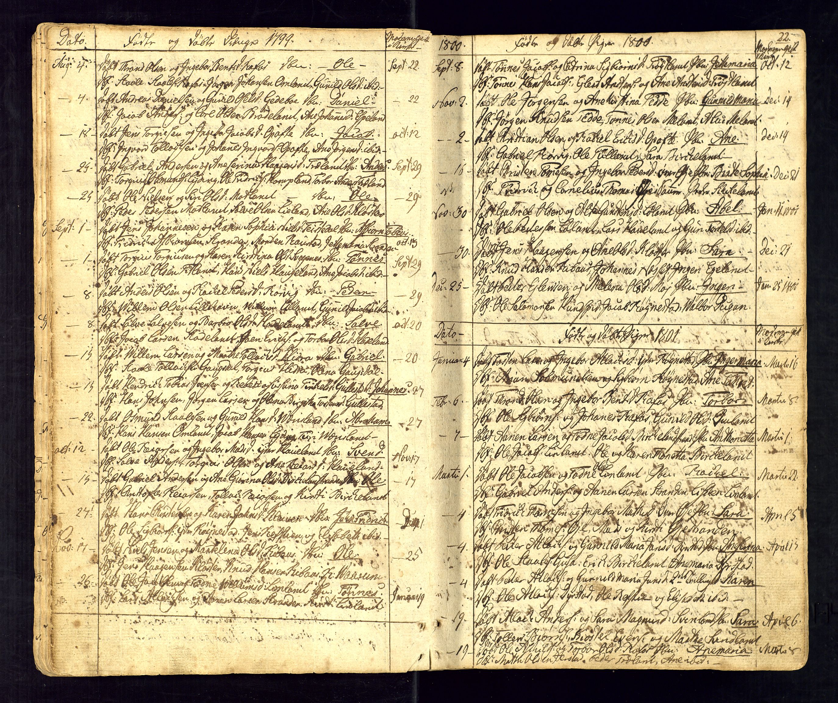 Kvinesdal sokneprestkontor, SAK/1111-0026/F/Fa/Fab/L0002: Ministerialbok nr. A 2, 1789-1815, s. 22