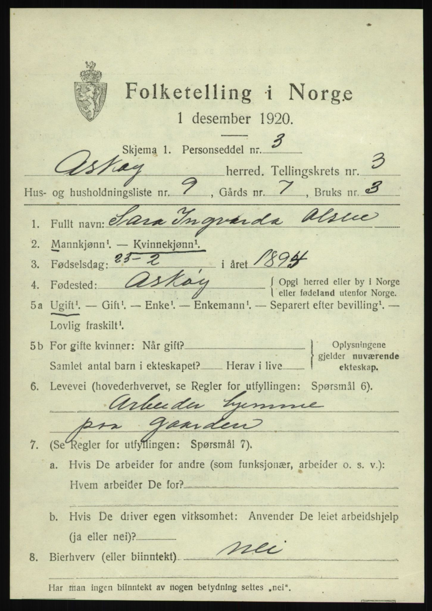 SAB, Folketelling 1920 for 1247 Askøy herred, 1920, s. 6450