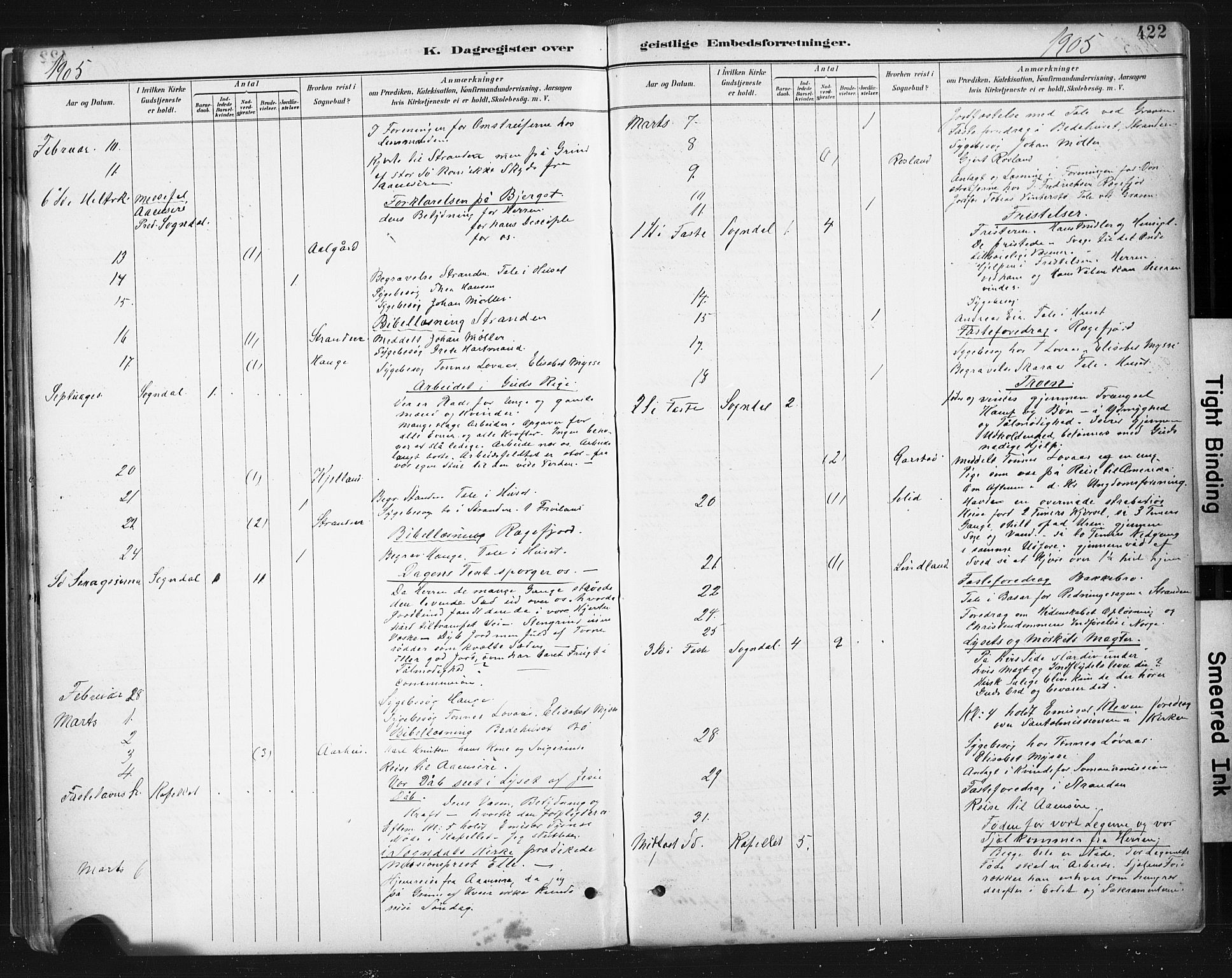 Sokndal sokneprestkontor, AV/SAST-A-101808: Ministerialbok nr. A 11.2, 1887-1905, s. 422