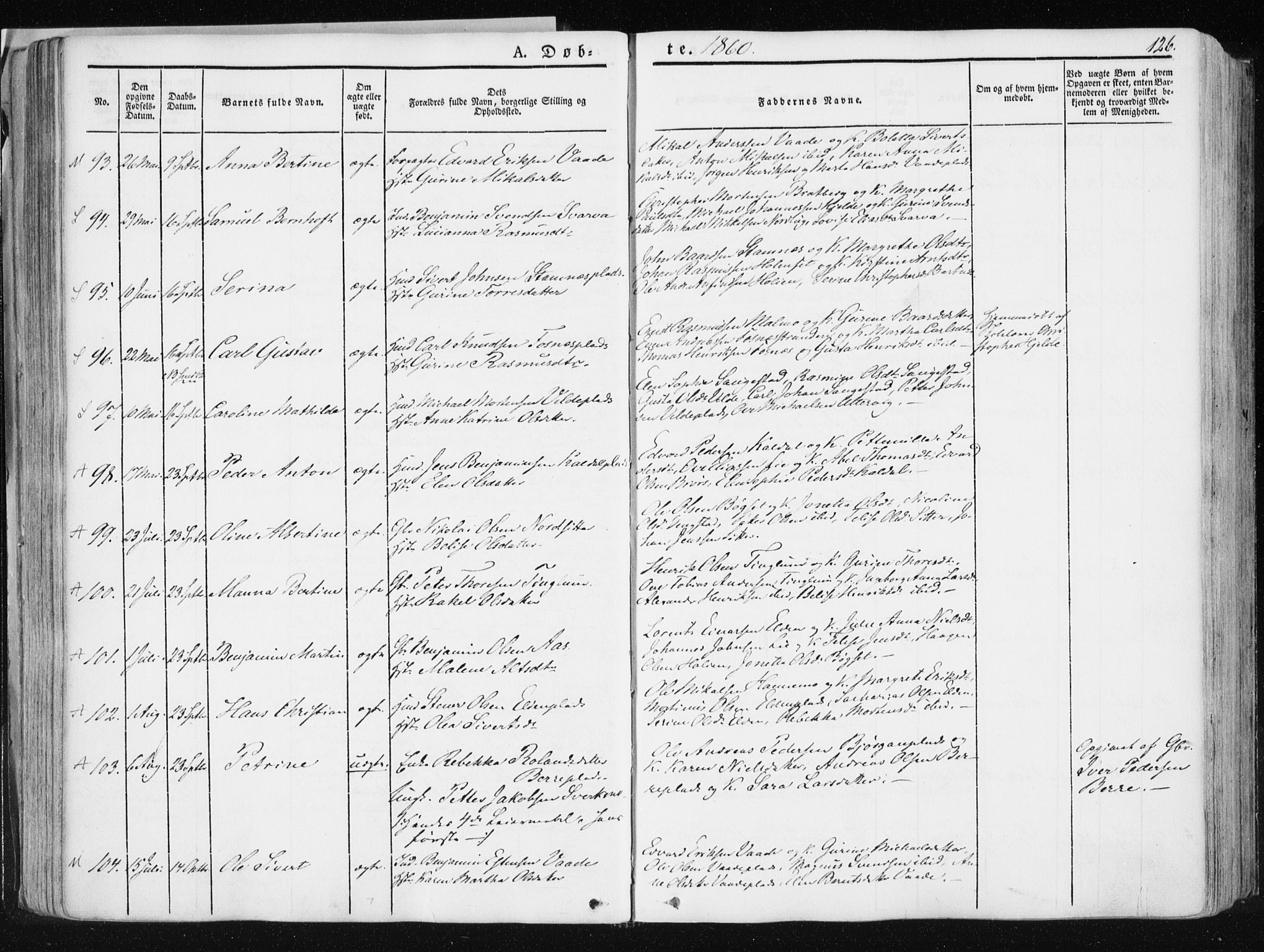 Ministerialprotokoller, klokkerbøker og fødselsregistre - Nord-Trøndelag, SAT/A-1458/741/L0393: Ministerialbok nr. 741A07, 1849-1863, s. 126