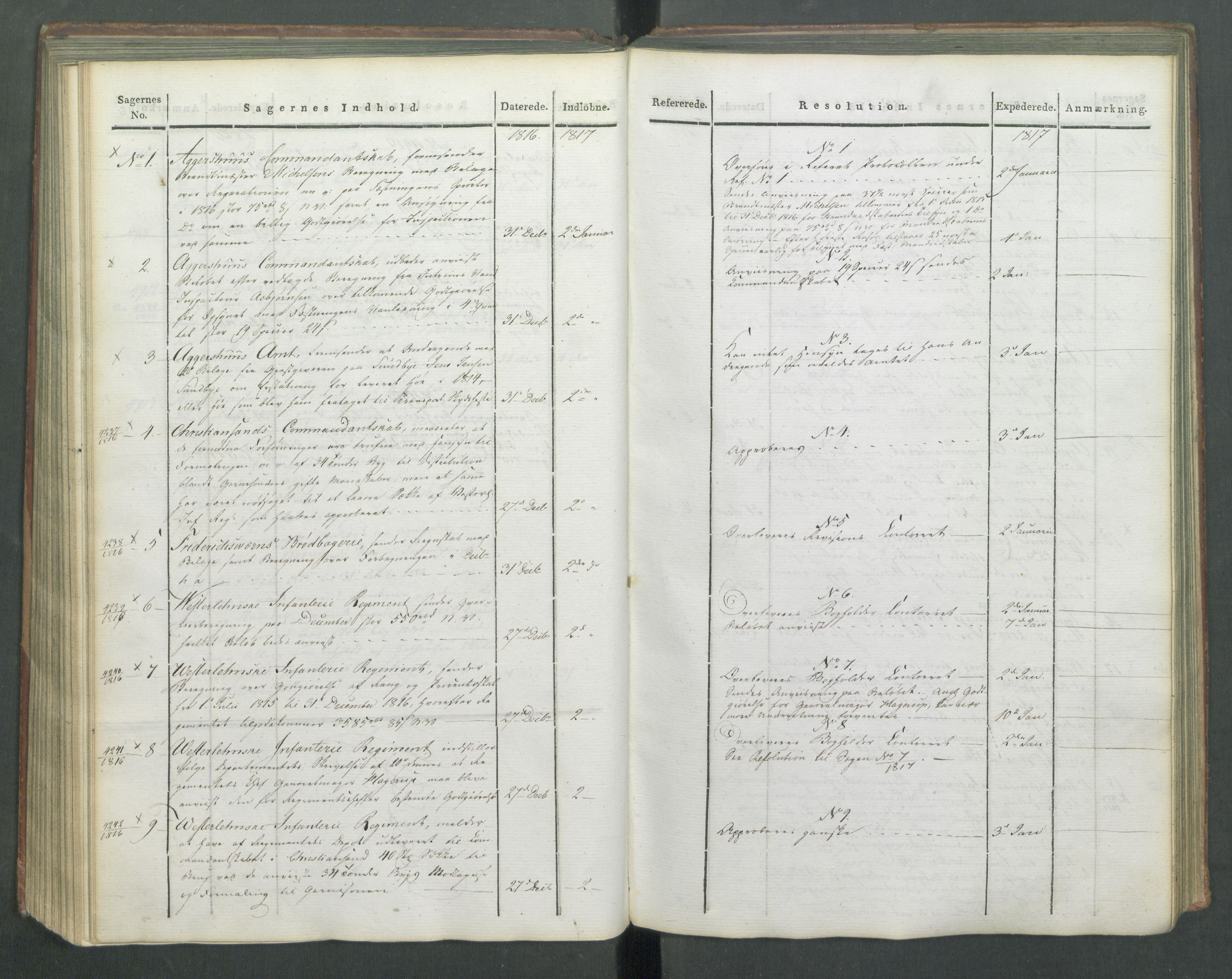 Armédepartementet, AV/RA-RAFA-3493/C/Ca/L0009: 6. Departements Journal, 1816-1817