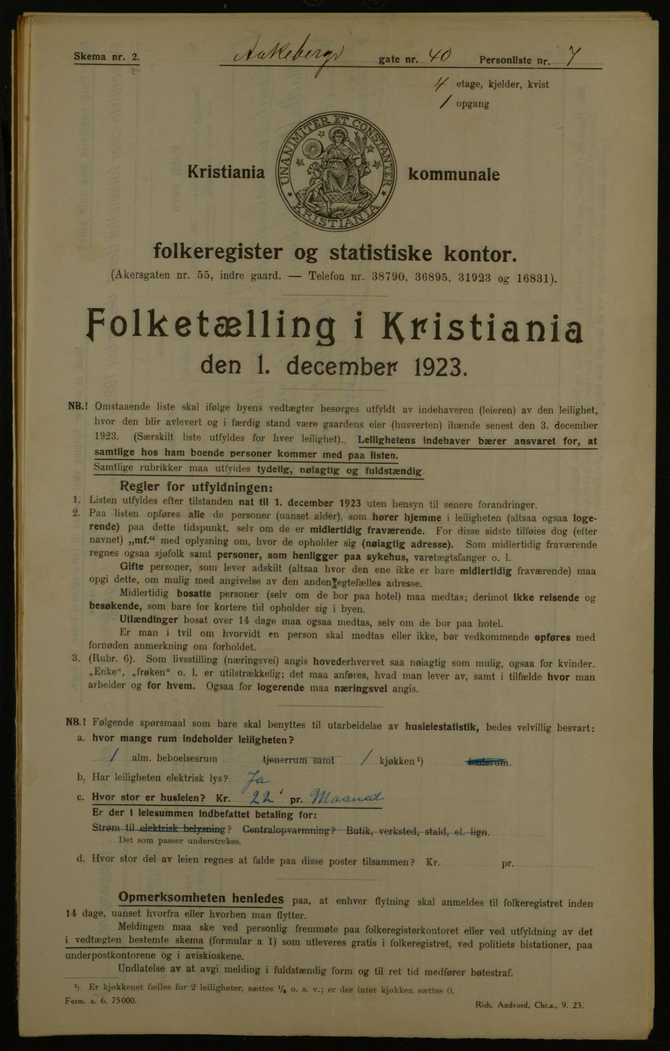 OBA, Kommunal folketelling 1.12.1923 for Kristiania, 1923, s. 143758