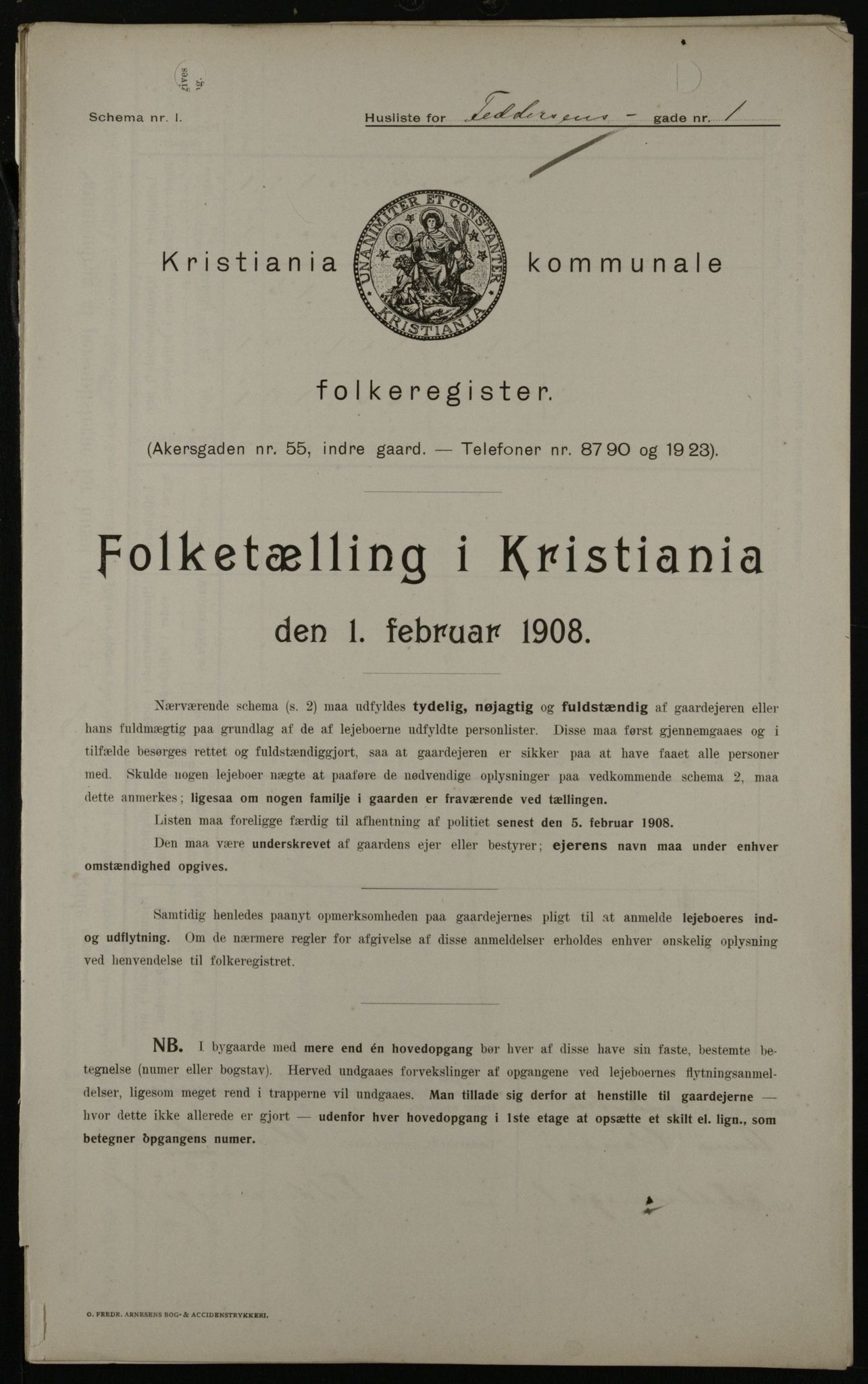 OBA, Kommunal folketelling 1.2.1908 for Kristiania kjøpstad, 1908, s. 21803