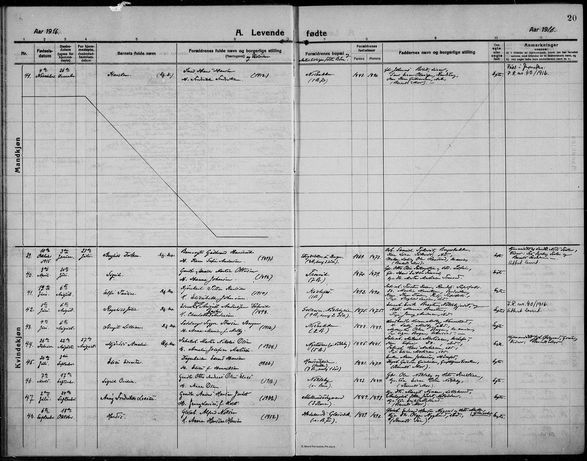 Jevnaker prestekontor, SAH/PREST-116/H/Ha/Haa/L0012: Ministerialbok nr. 12, 1914-1924, s. 20