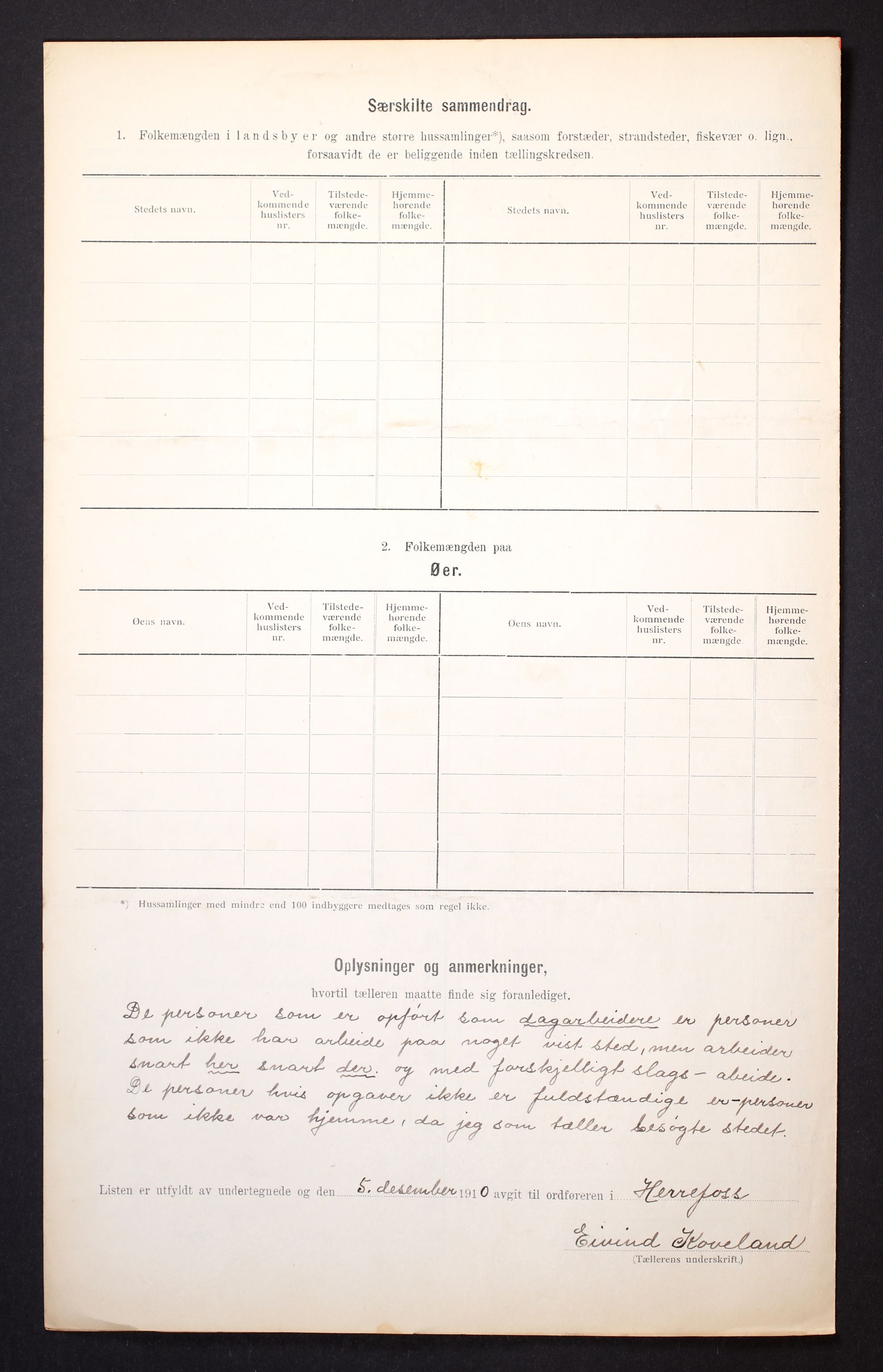 RA, Folketelling 1910 for 0933 Herefoss herred, 1910, s. 9