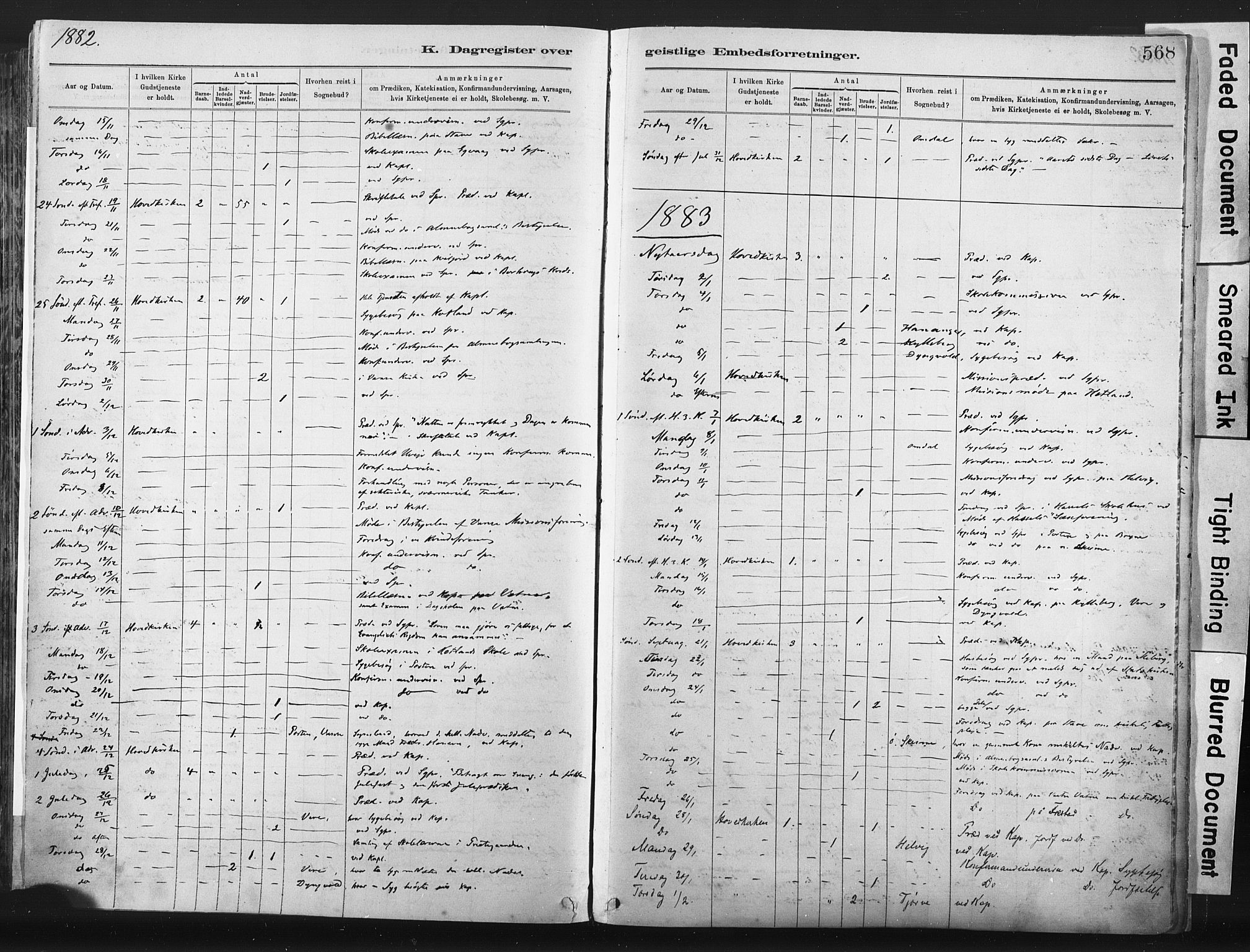 Lista sokneprestkontor, SAK/1111-0027/F/Fa/L0012: Ministerialbok nr. A 12, 1879-1903, s. 568