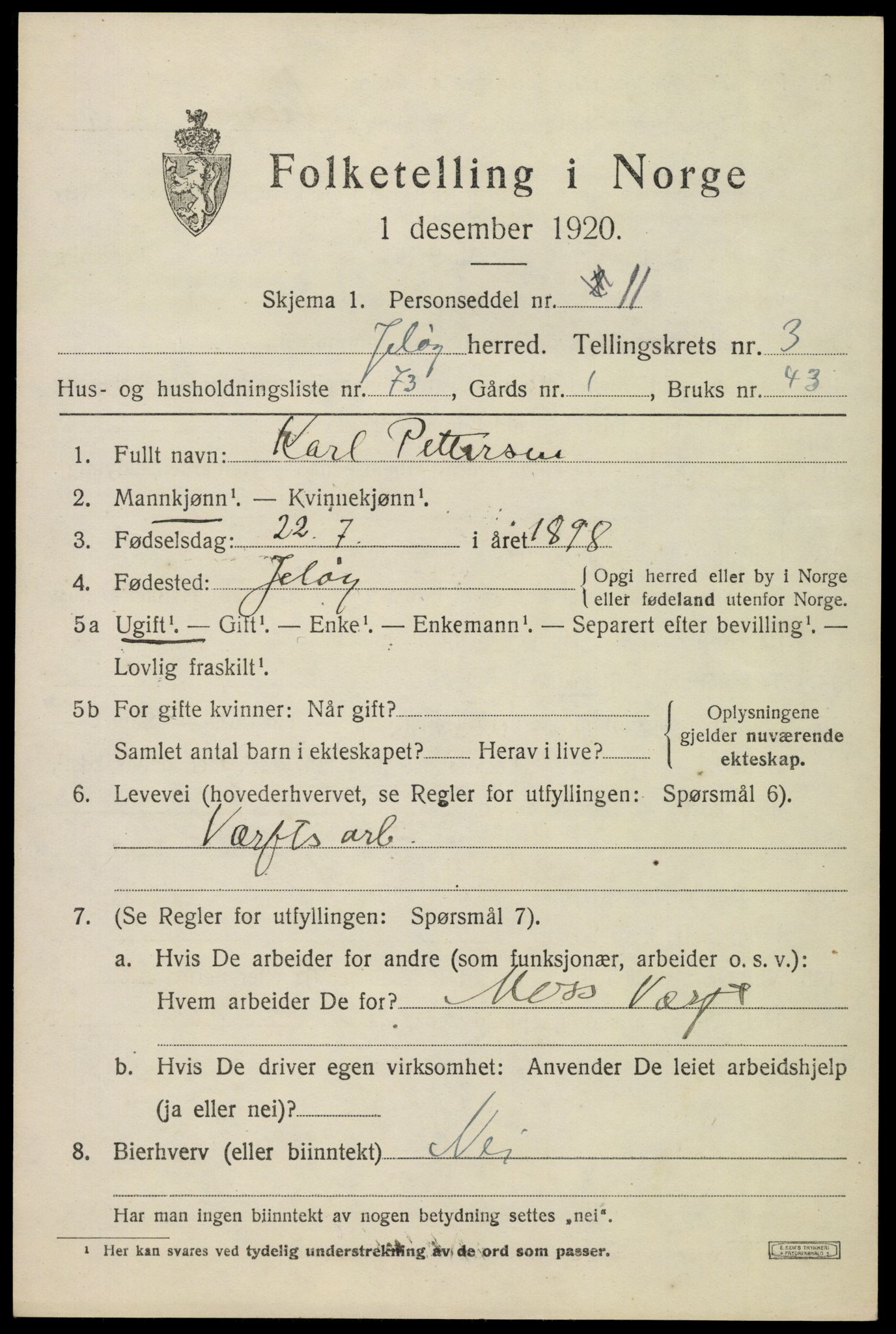 SAO, Folketelling 1920 for 0194 Moss herred, 1920, s. 4381