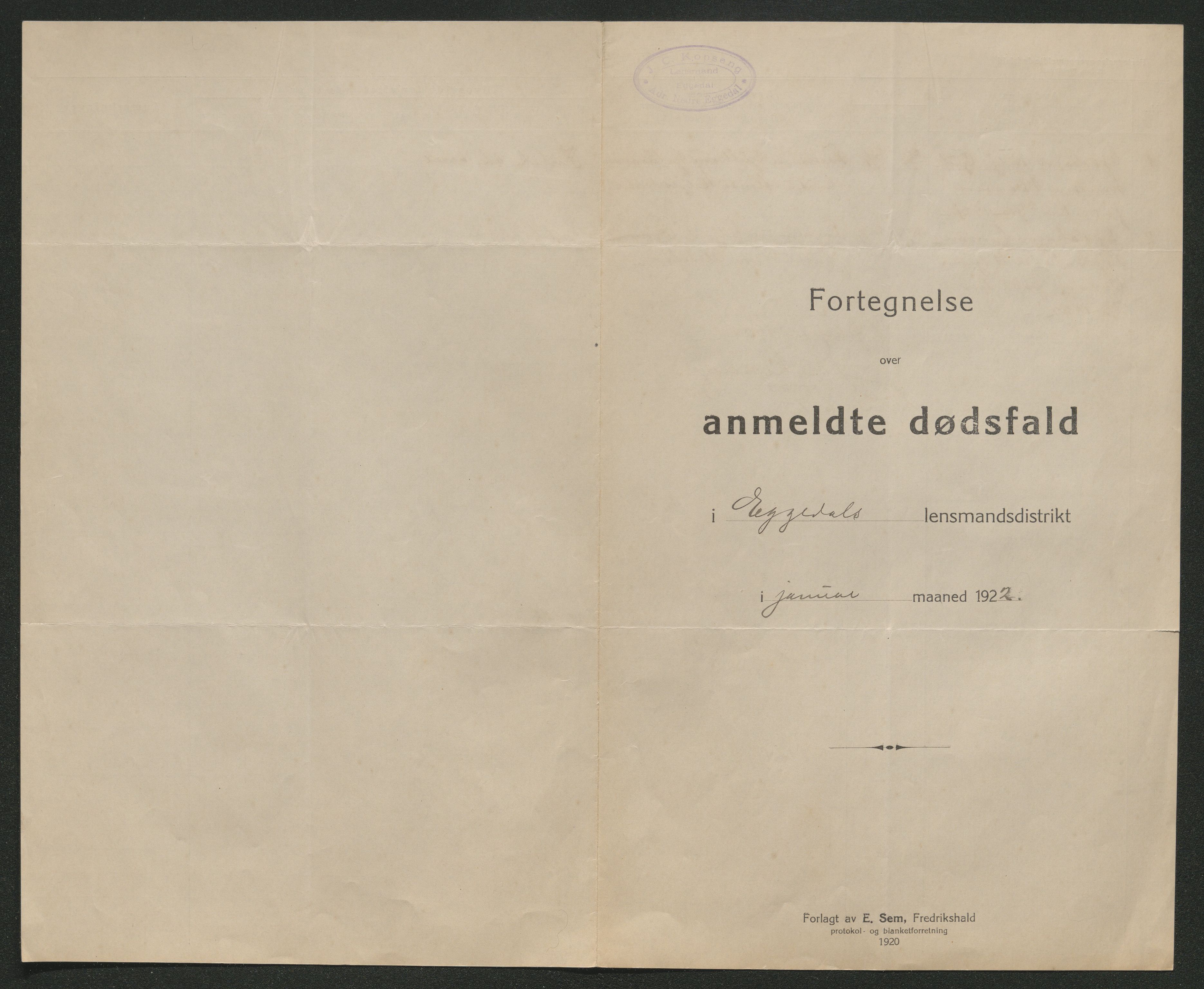 Eiker, Modum og Sigdal sorenskriveri, AV/SAKO-A-123/H/Ha/Hab/L0041: Dødsfallsmeldinger, 1922-1923, s. 23