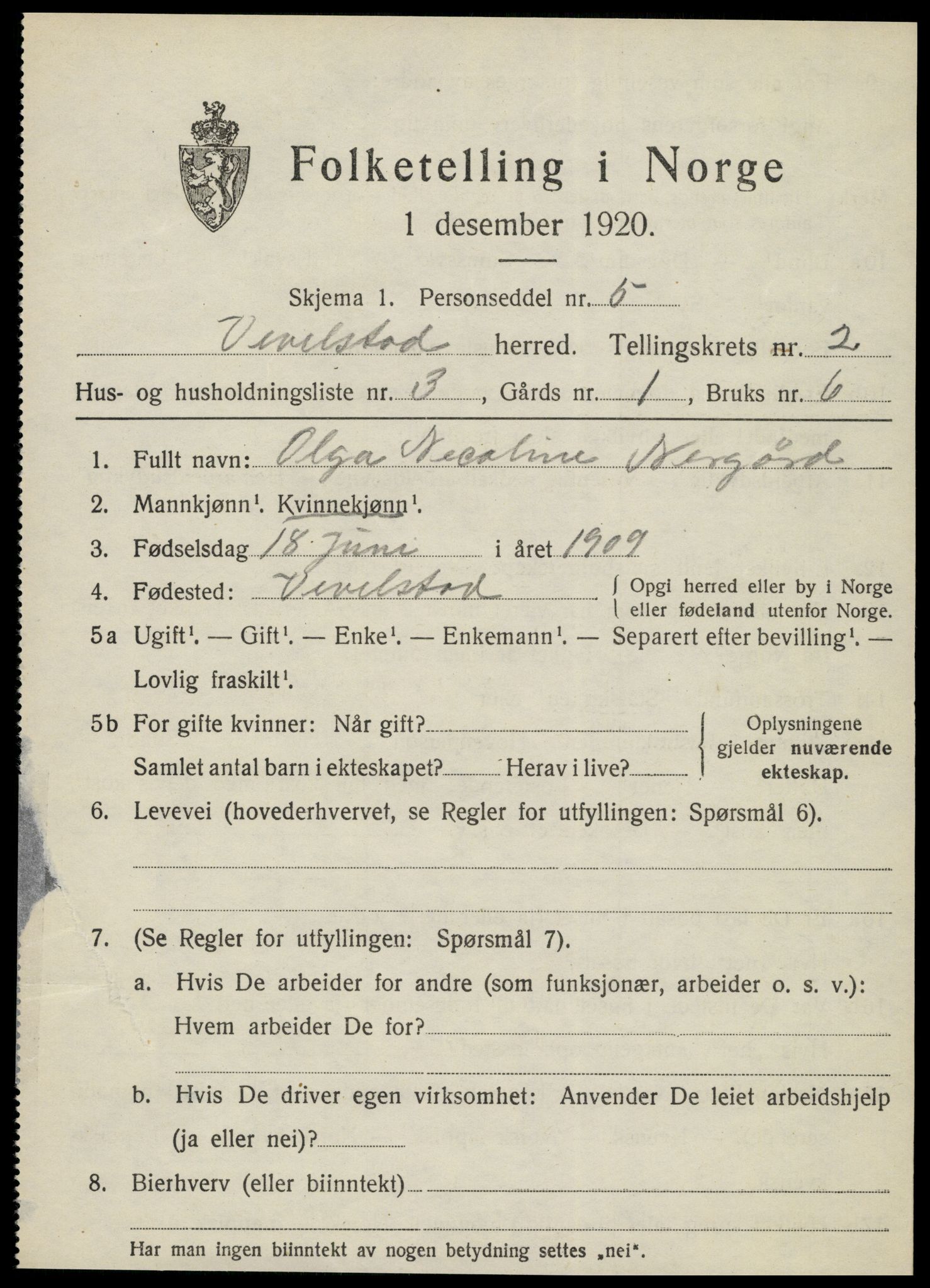 SAT, Folketelling 1920 for 1816 Vevelstad herred, 1920, s. 1444