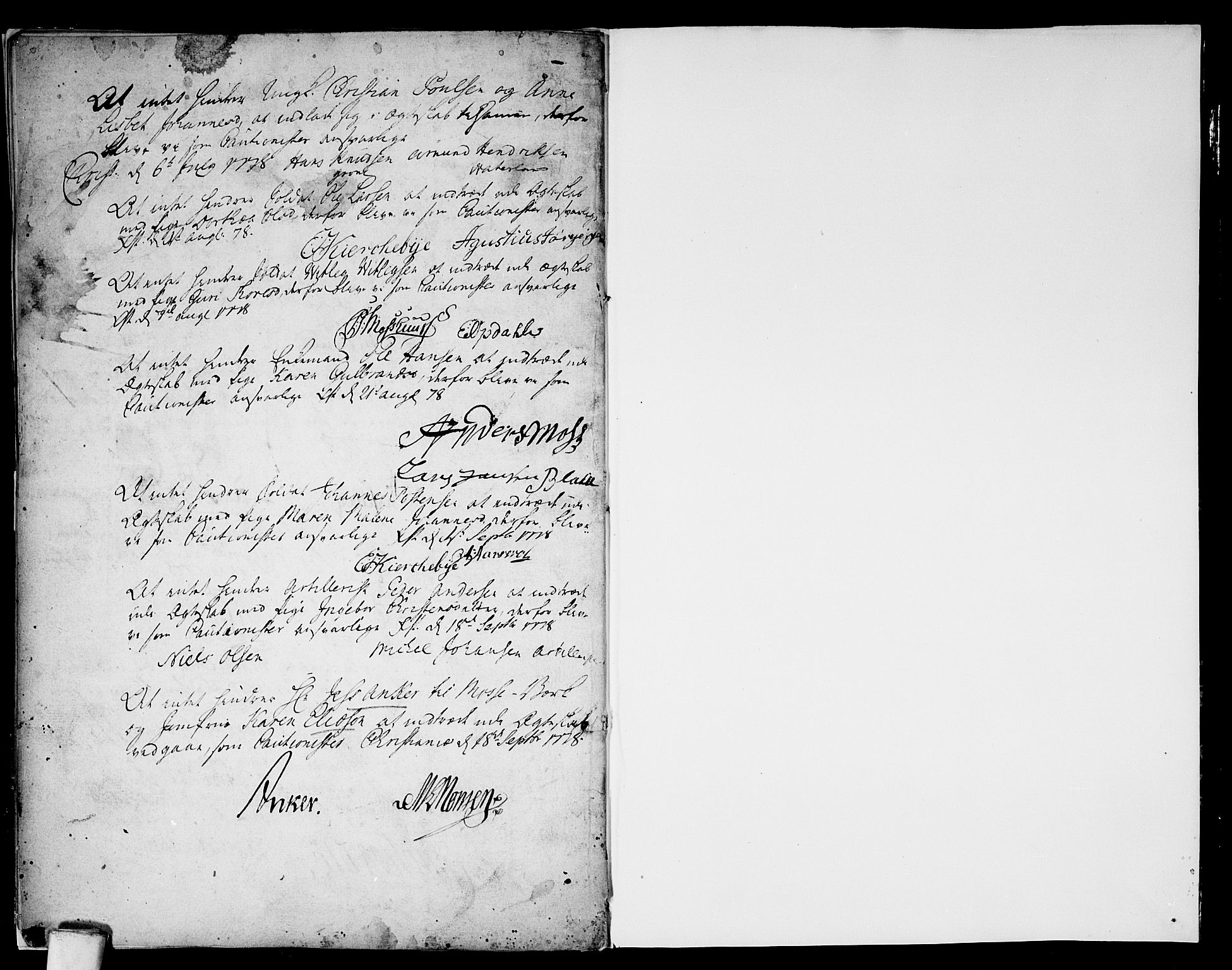 Aker prestekontor kirkebøker, SAO/A-10861/L/L0003: Forlovererklæringer nr. 3, 1774-1778