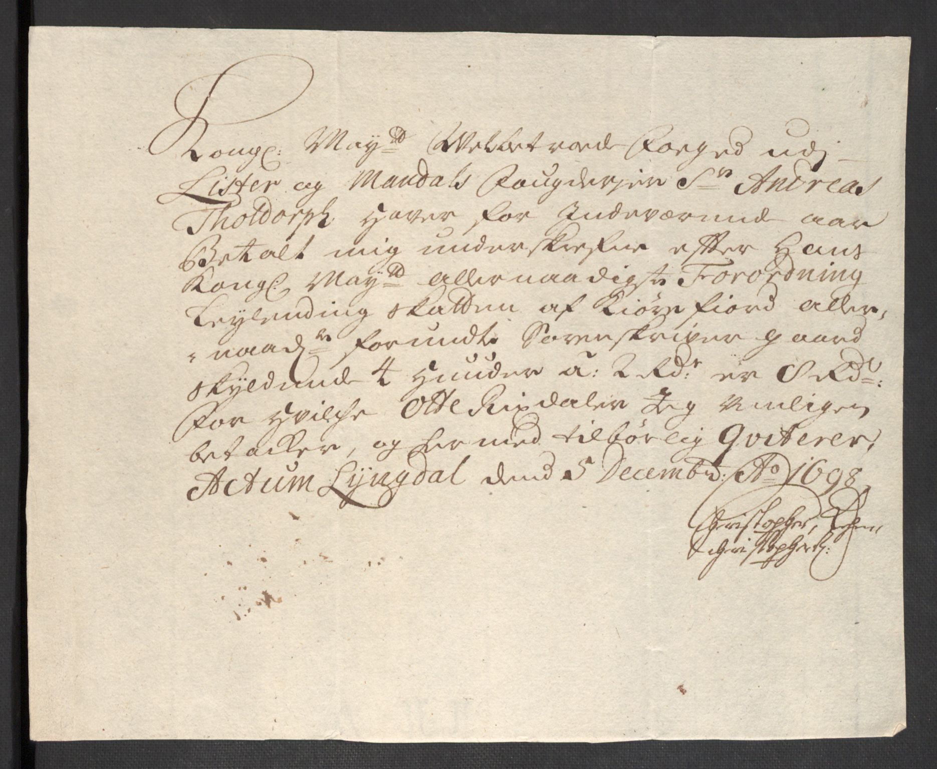 Rentekammeret inntil 1814, Reviderte regnskaper, Fogderegnskap, AV/RA-EA-4092/R43/L2547: Fogderegnskap Lista og Mandal, 1698-1699, s. 65