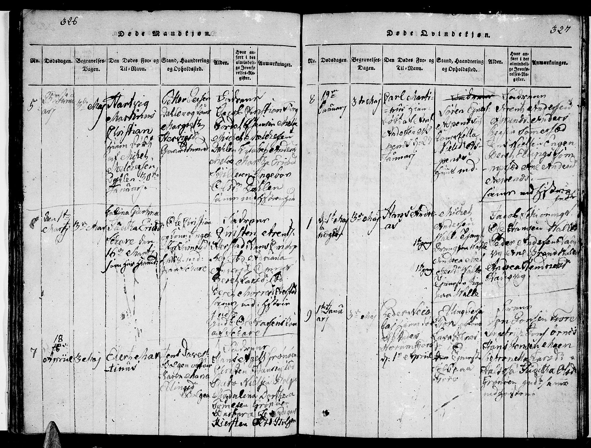 Ministerialprotokoller, klokkerbøker og fødselsregistre - Nordland, AV/SAT-A-1459/841/L0617: Klokkerbok nr. 841C01 /2, 1820-1830, s. 326-327