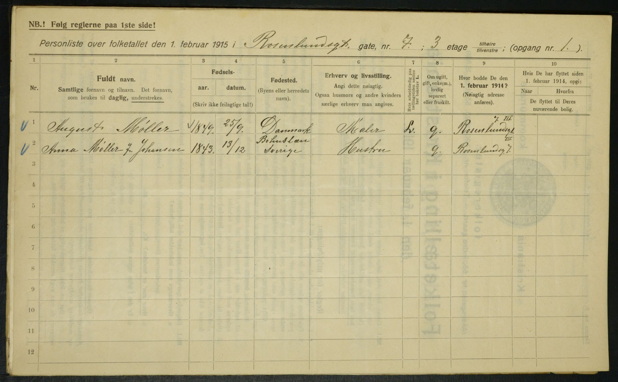 OBA, Kommunal folketelling 1.2.1915 for Kristiania, 1915, s. 83726