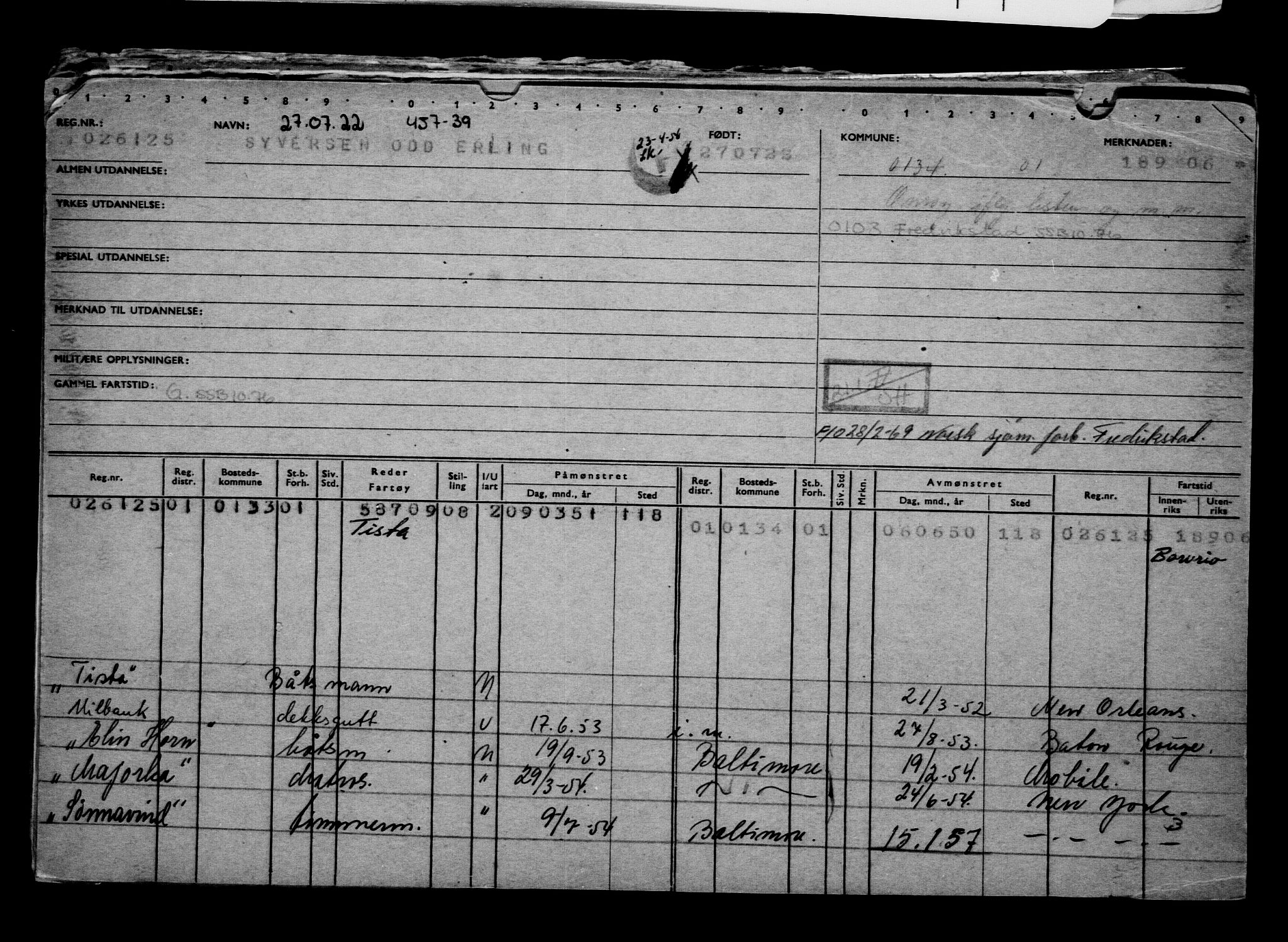 Direktoratet for sjømenn, AV/RA-S-3545/G/Gb/L0209: Hovedkort, 1922, s. 167