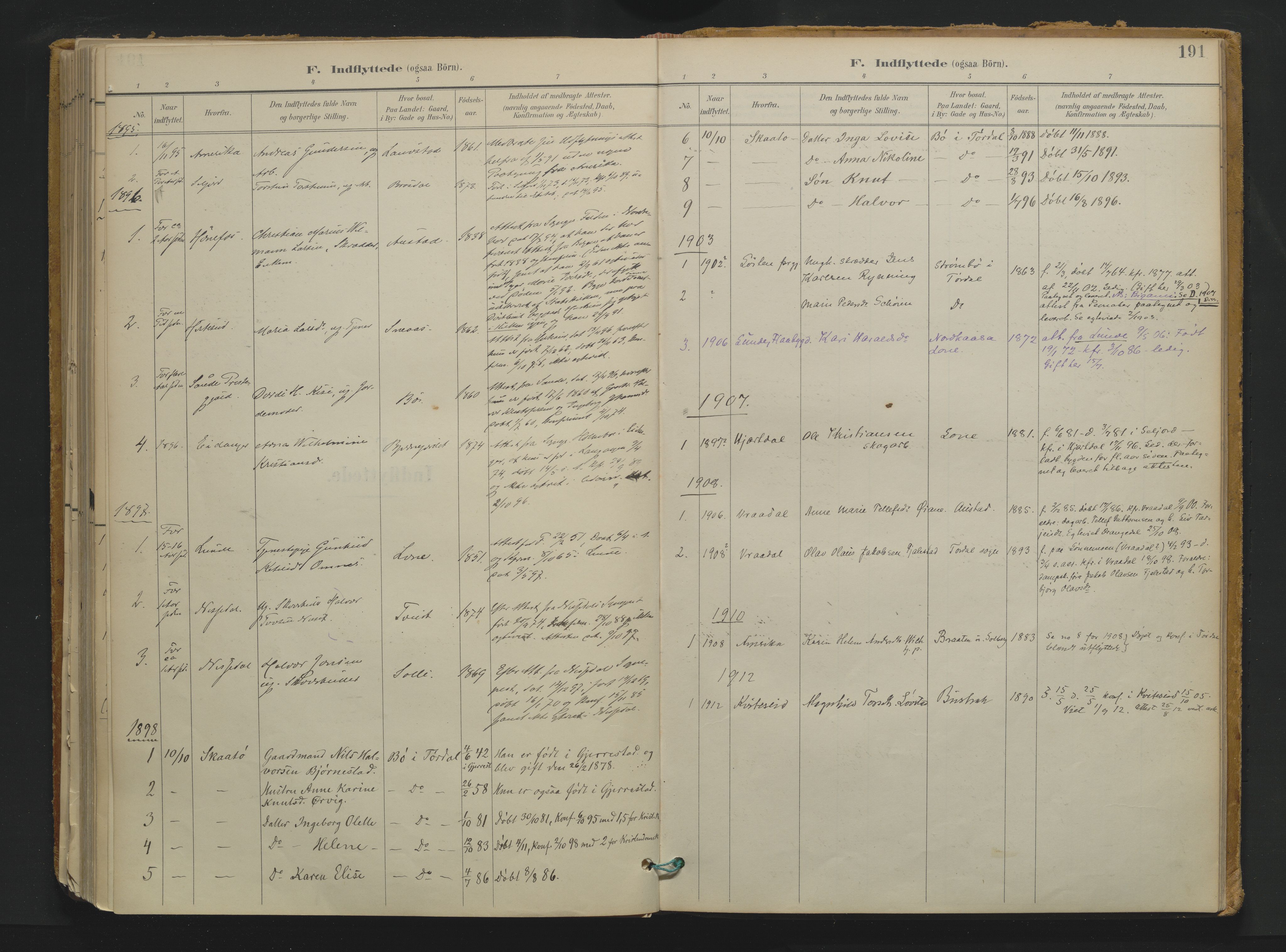 Drangedal kirkebøker, AV/SAKO-A-258/F/Fa/L0013: Ministerialbok nr. 13, 1895-1919, s. 191