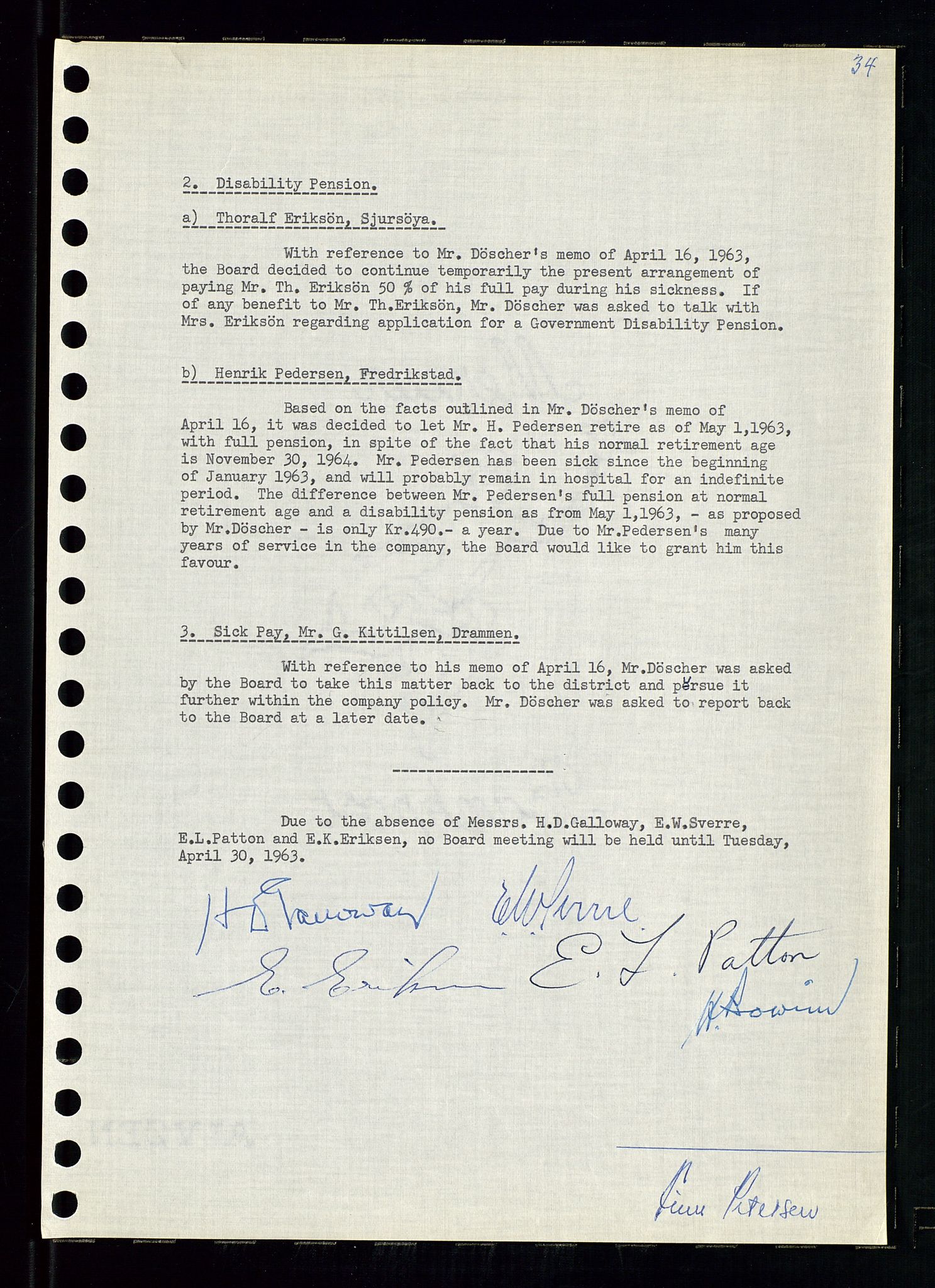 Pa 0982 - Esso Norge A/S, AV/SAST-A-100448/A/Aa/L0001/0004: Den administrerende direksjon Board minutes (styrereferater) / Den administrerende direksjon Board minutes (styrereferater), 1963-1964, s. 229