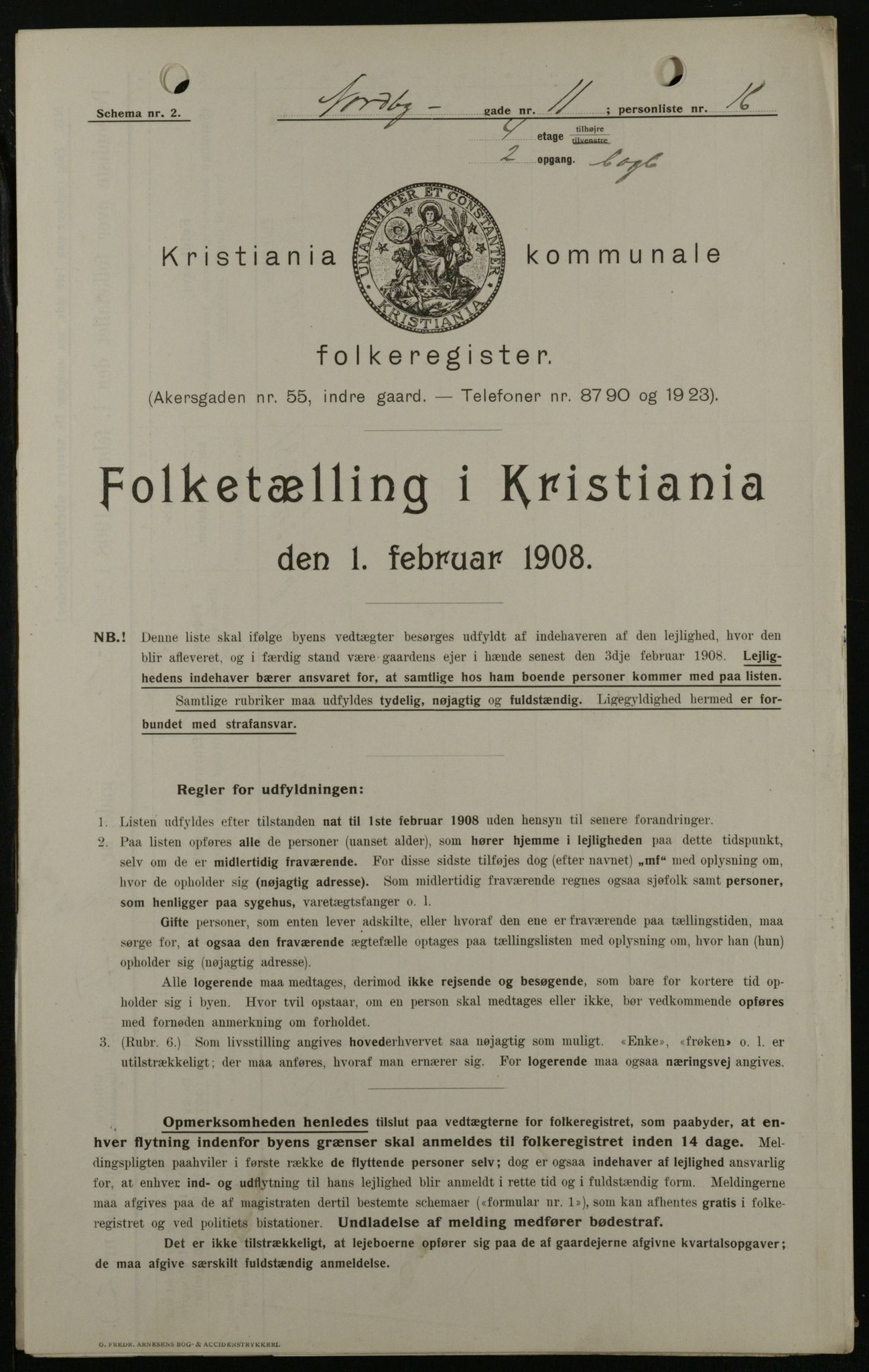 OBA, Kommunal folketelling 1.2.1908 for Kristiania kjøpstad, 1908, s. 64283