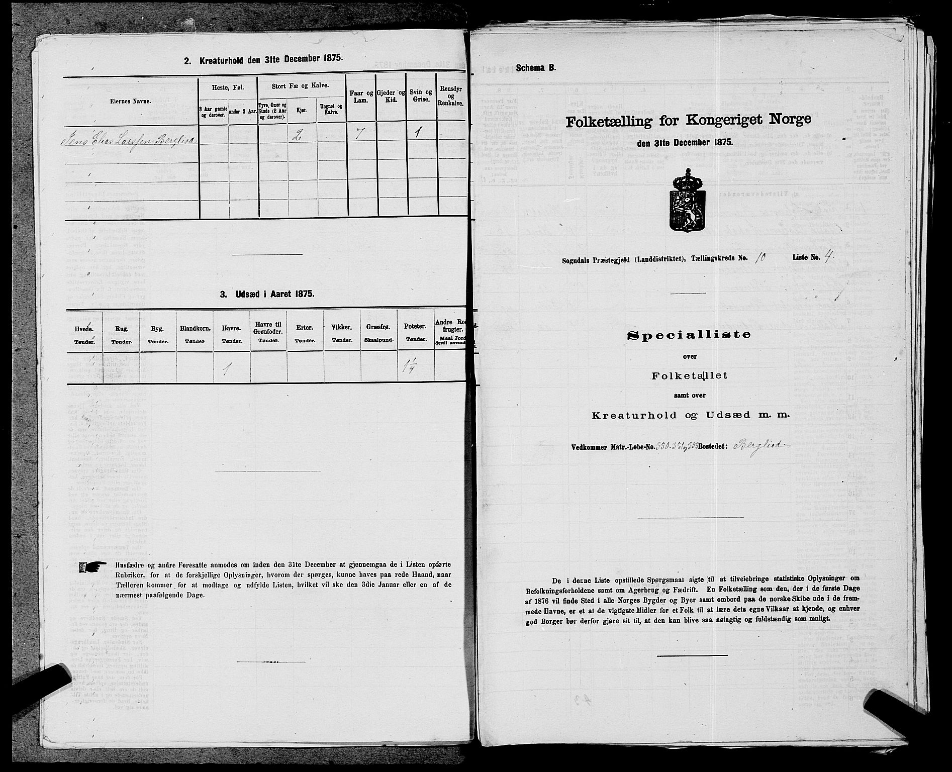 SAST, Folketelling 1875 for 1111L Sokndal prestegjeld, Sokndal landsokn, 1875, s. 939