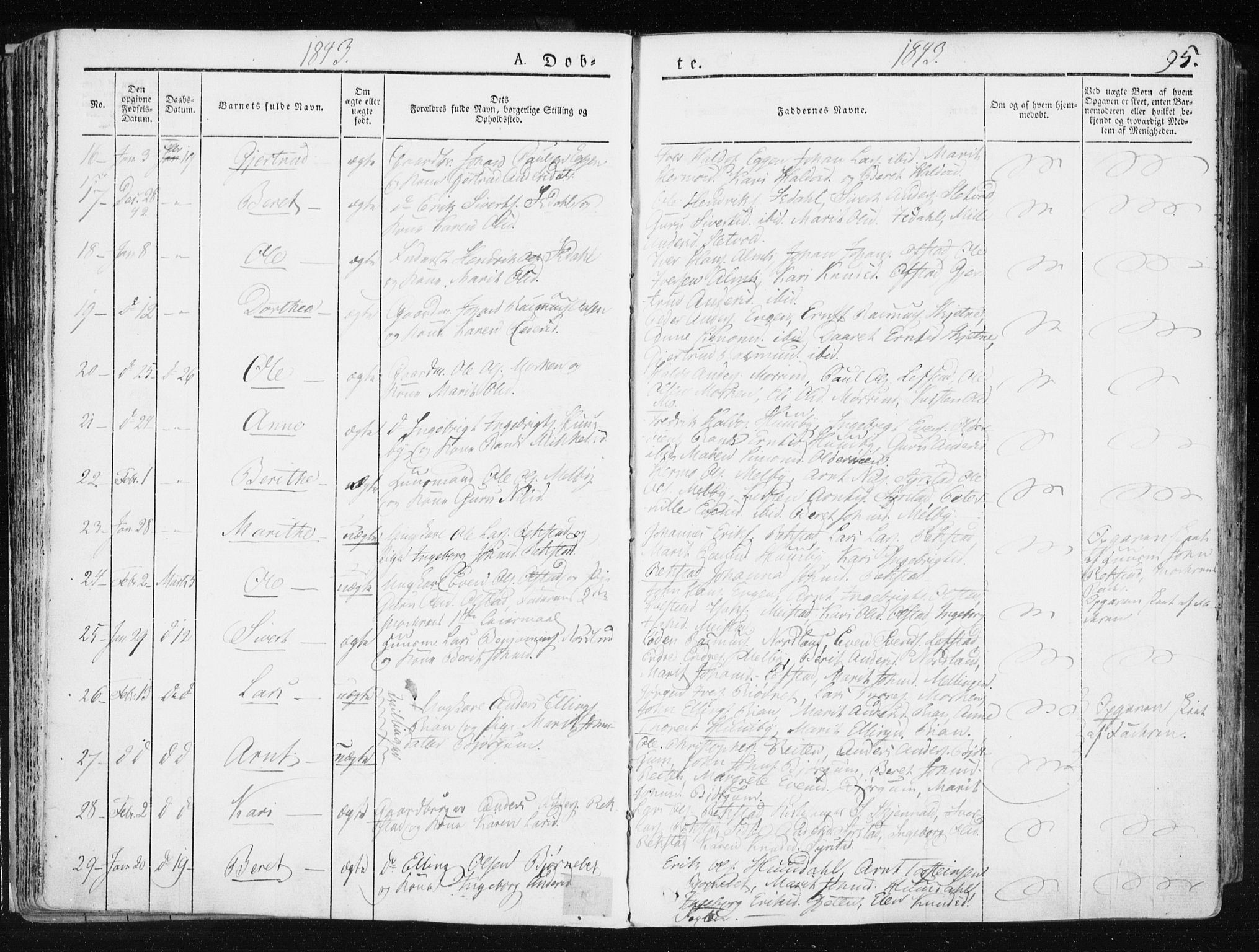 Ministerialprotokoller, klokkerbøker og fødselsregistre - Sør-Trøndelag, AV/SAT-A-1456/665/L0771: Ministerialbok nr. 665A06, 1830-1856, s. 95