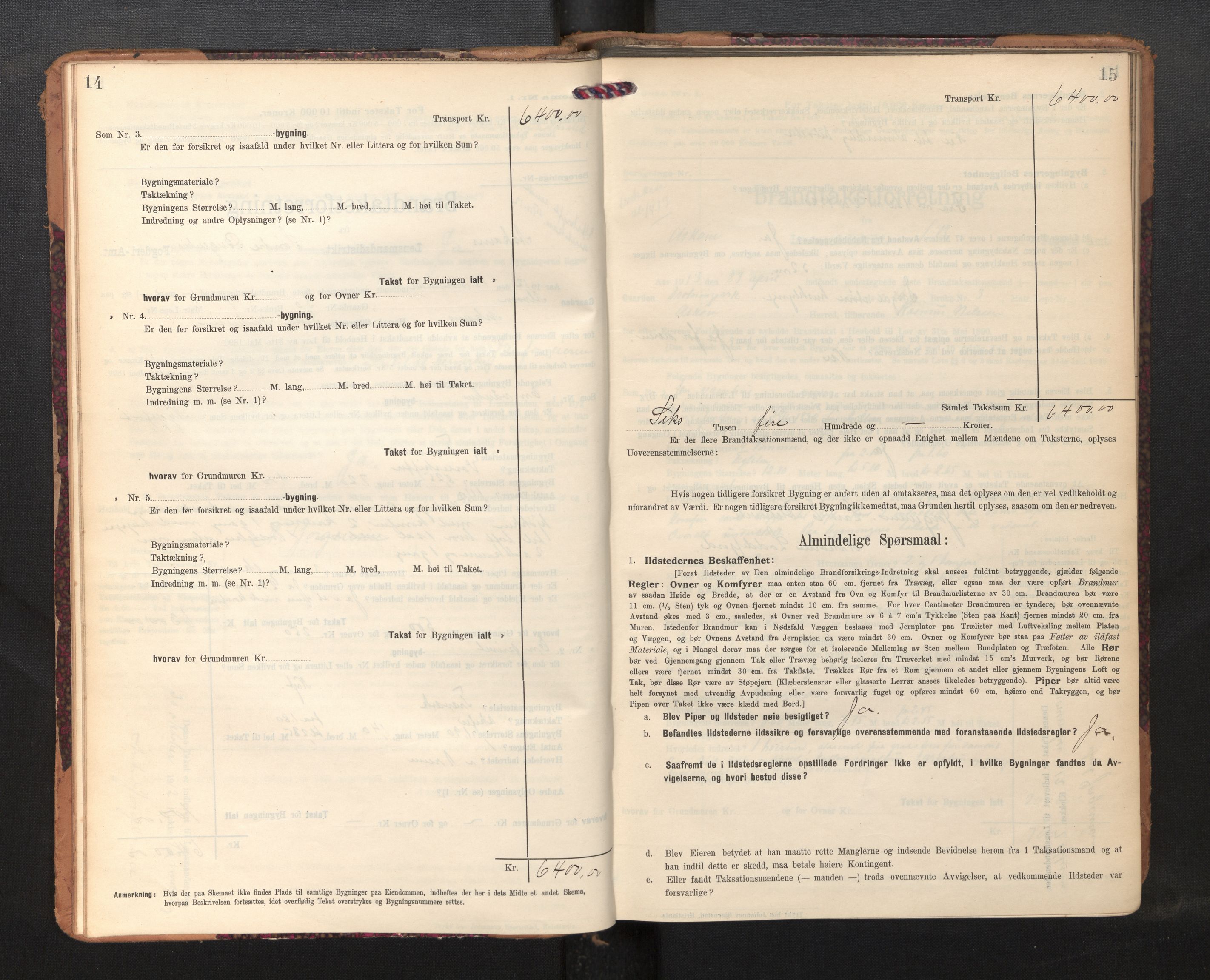 Lensmannen i Askøy, SAB/A-31001/0012/L0007: Branntakstprotokoll, skjematakst, 1910-1919, s. 14-15