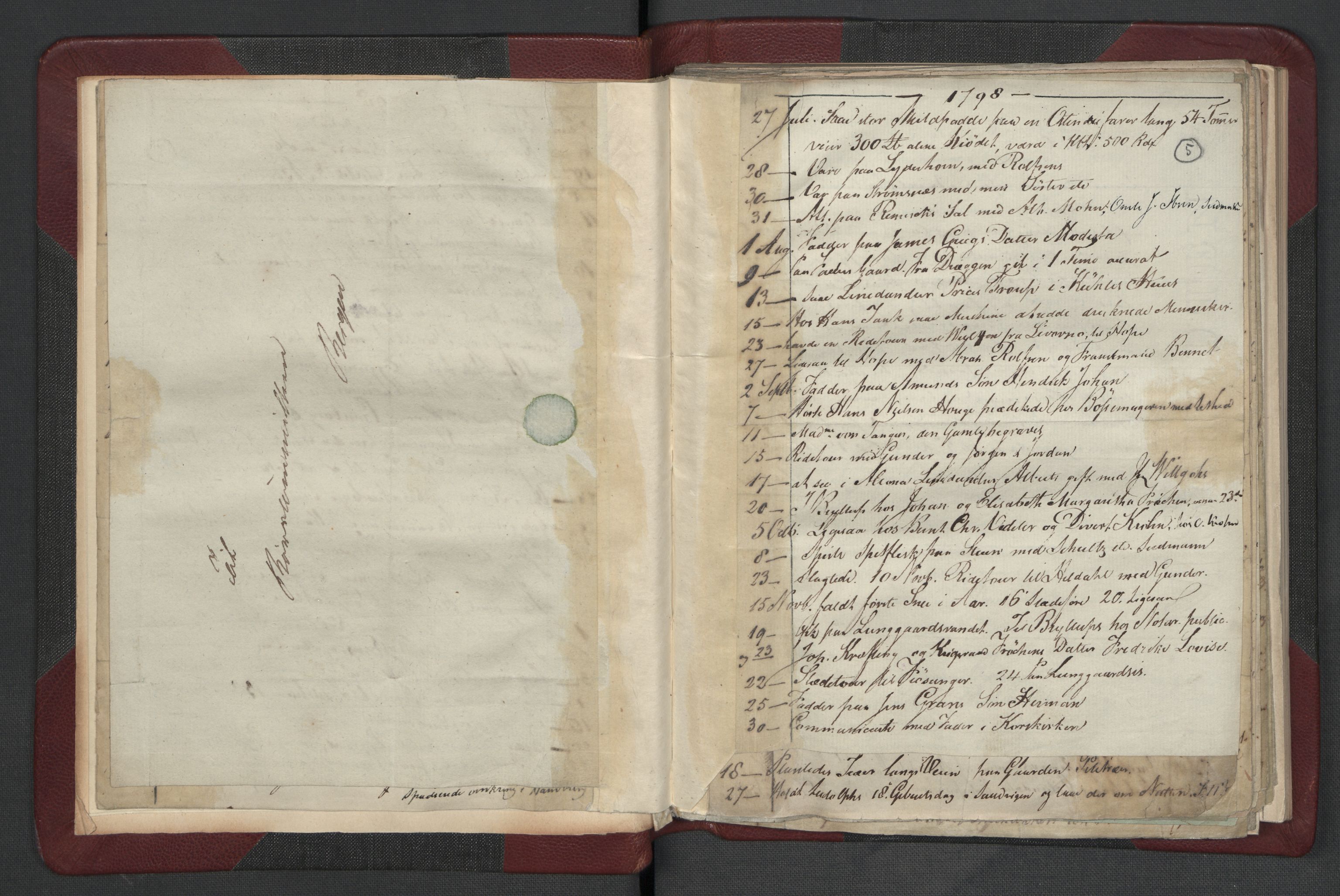 Meltzer, Fredrik, RA/PA-0028/F/L0002: Dagbok, 1796-1808, s. 4b-5a