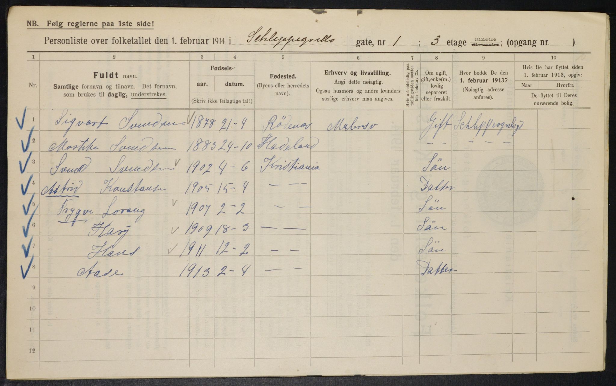 OBA, Kommunal folketelling 1.2.1914 for Kristiania, 1914, s. 89403