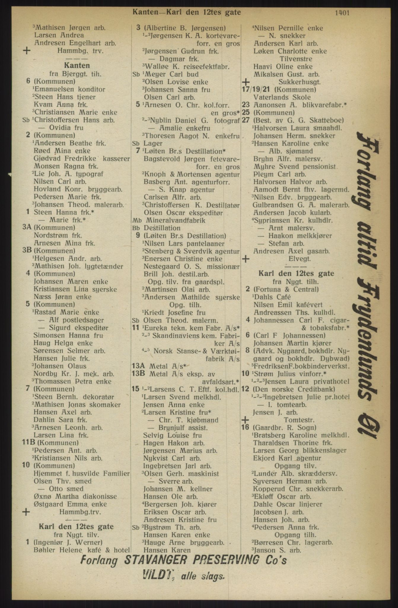 Kristiania/Oslo adressebok, PUBL/-, 1914, s. 1401