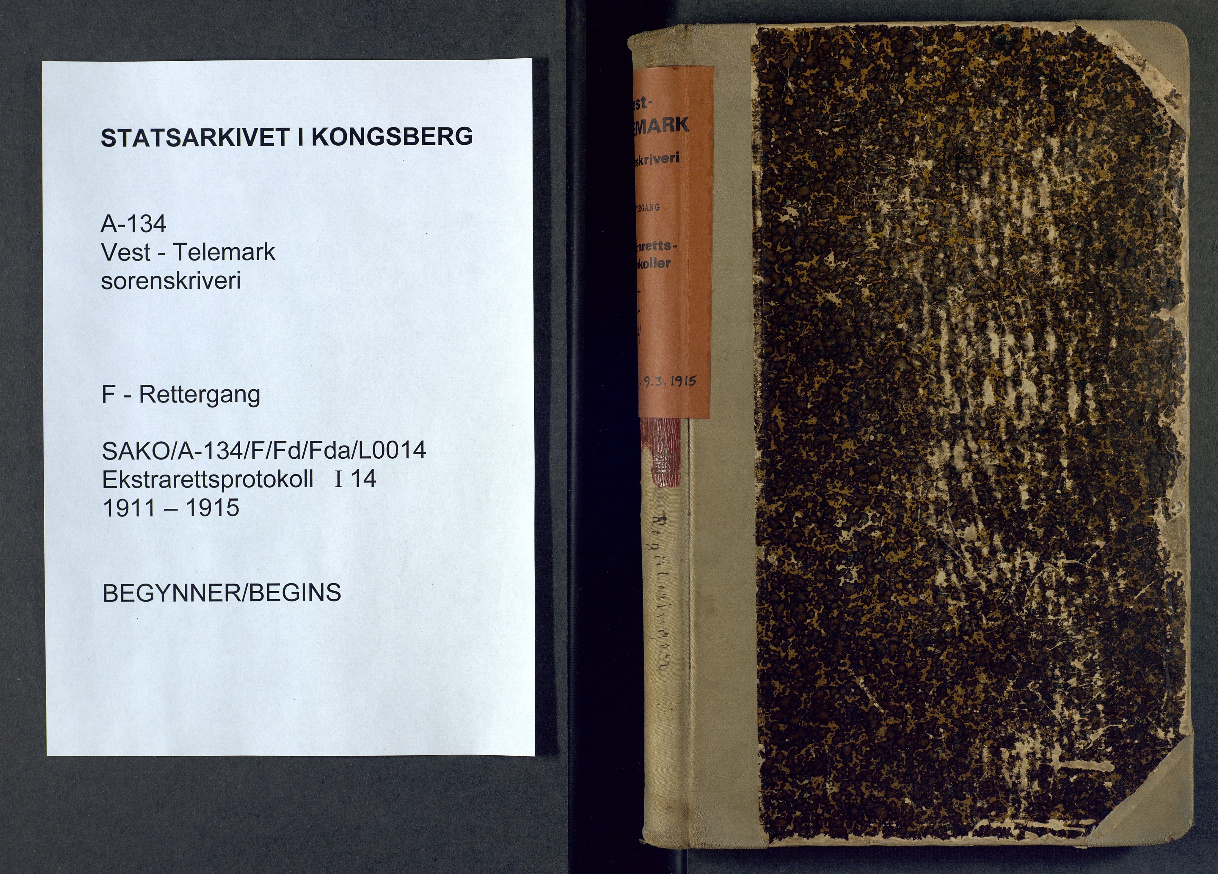 Vest-Telemark sorenskriveri, SAKO/A-134/F/Fd/Fda/L0014: Ekstrarettsprotokoll, 1911-1915