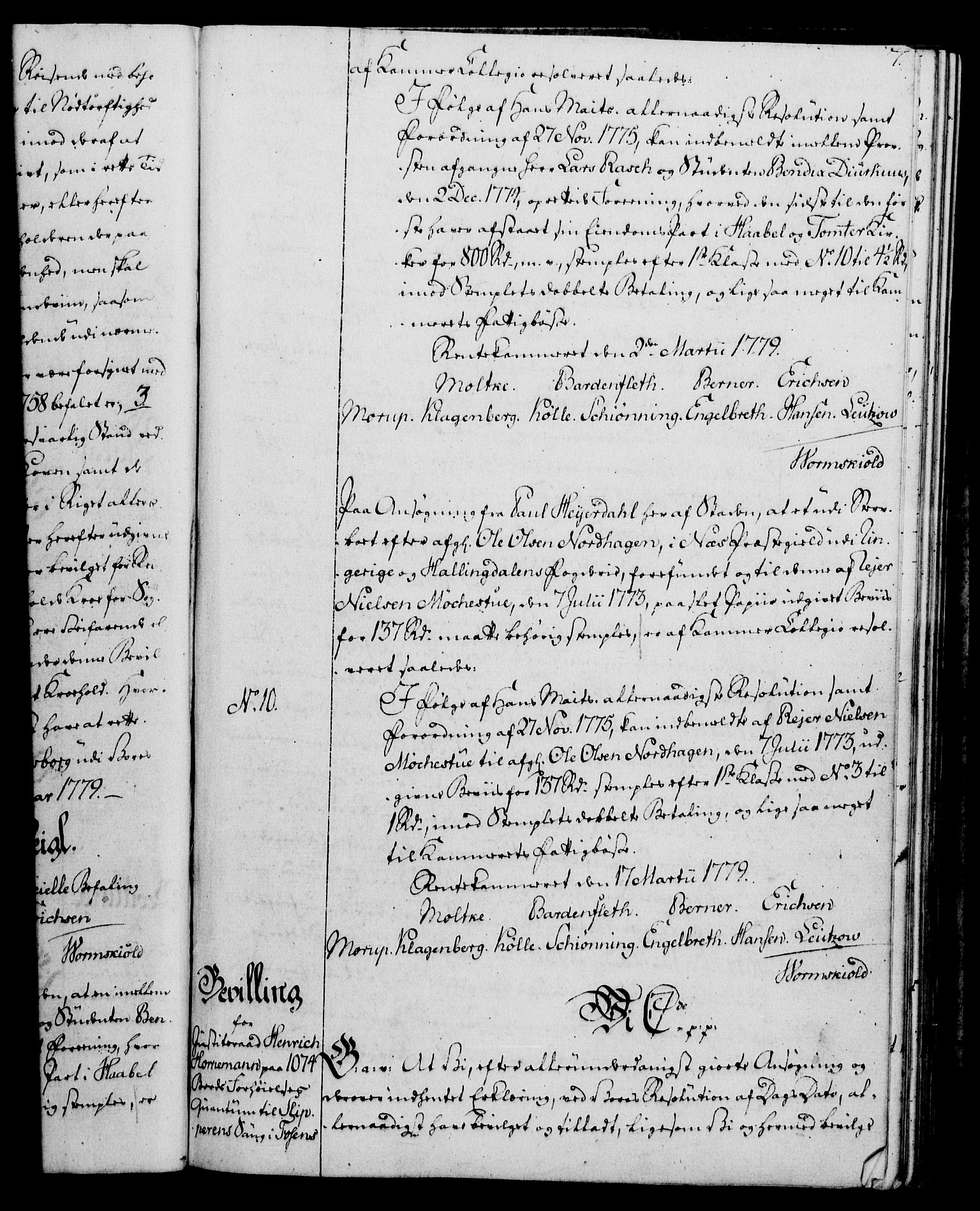 Rentekammeret, Kammerkanselliet, AV/RA-EA-3111/G/Gg/Gga/L0011: Norsk ekspedisjonsprotokoll med register (merket RK 53.11), 1779-1781, s. 7