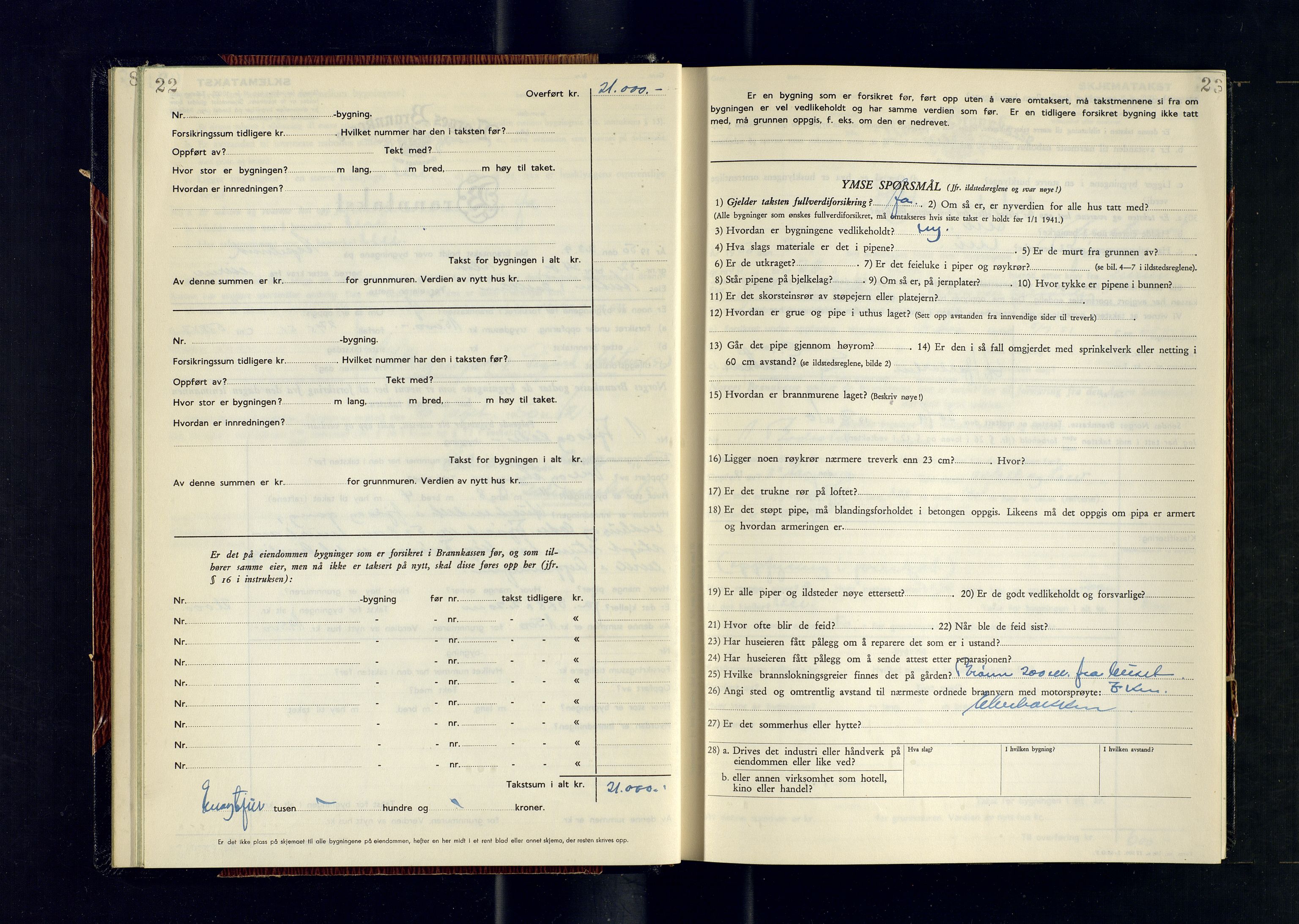 Alta lensmannskontor, AV/SATØ-S-1165/O/Ob/L0184: Branntakstprotokoll, 1950-1953, s. 22-23