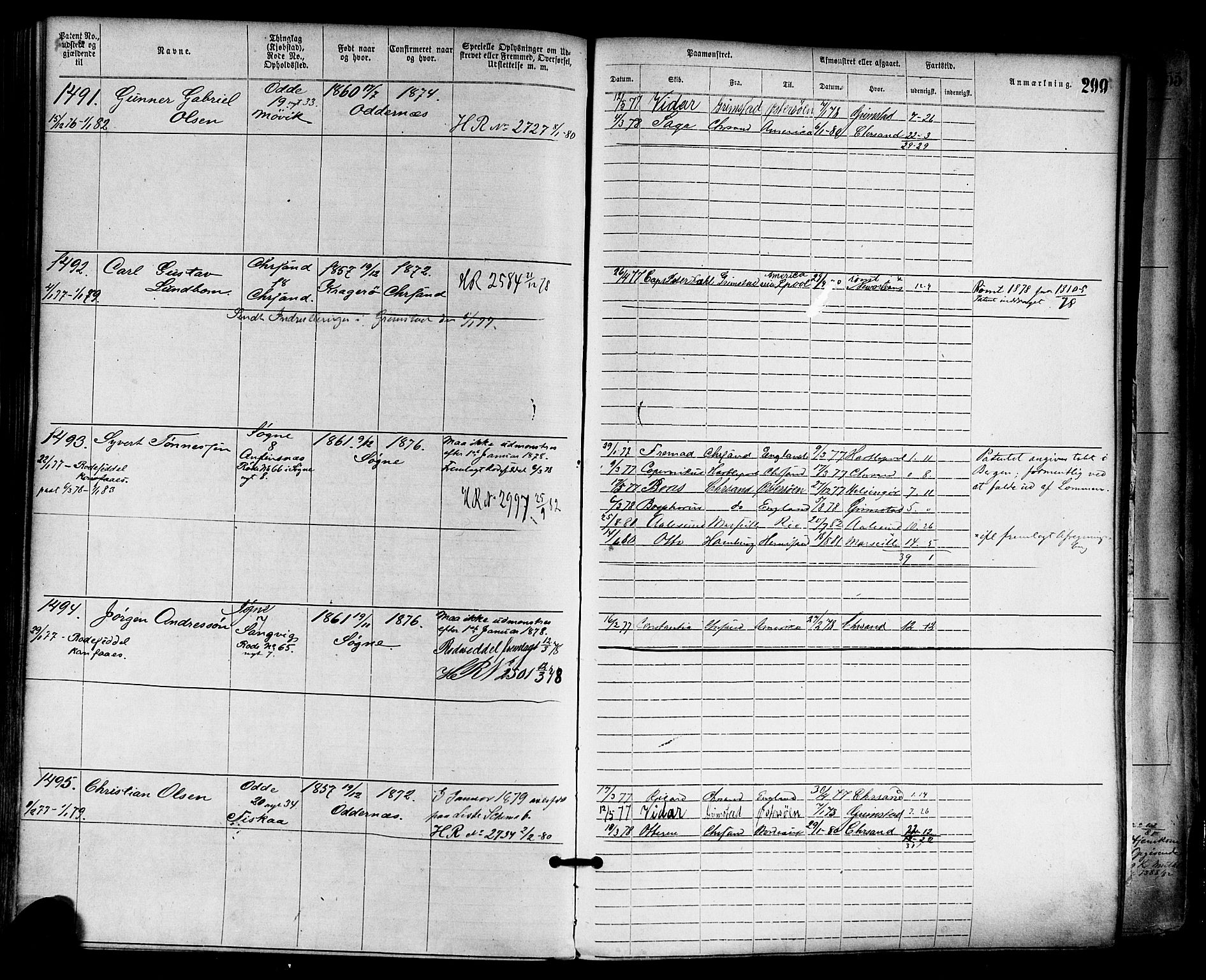Kristiansand mønstringskrets, AV/SAK-2031-0015/F/Fa/L0005: Annotasjonsrulle nr 1-1920 med register, I-3, 1870-1880, s. 352
