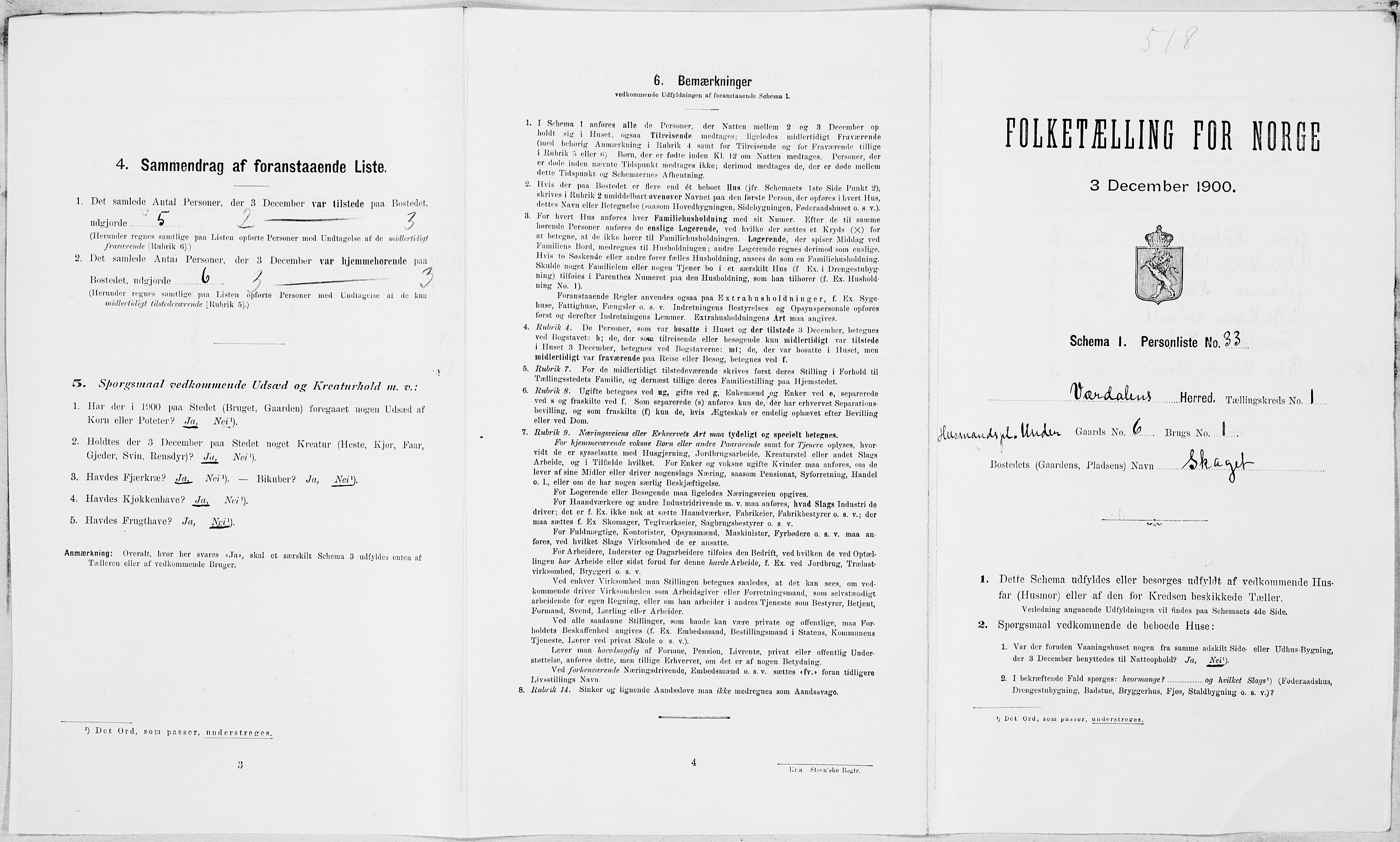 SAT, Folketelling 1900 for 1721 Verdal herred, 1900, s. 209