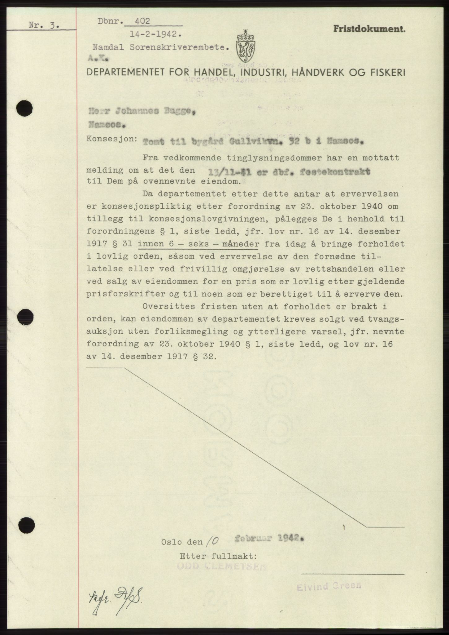 Namdal sorenskriveri, SAT/A-4133/1/2/2C: Pantebok nr. -, 1941-1942, Dagboknr: 402/1942