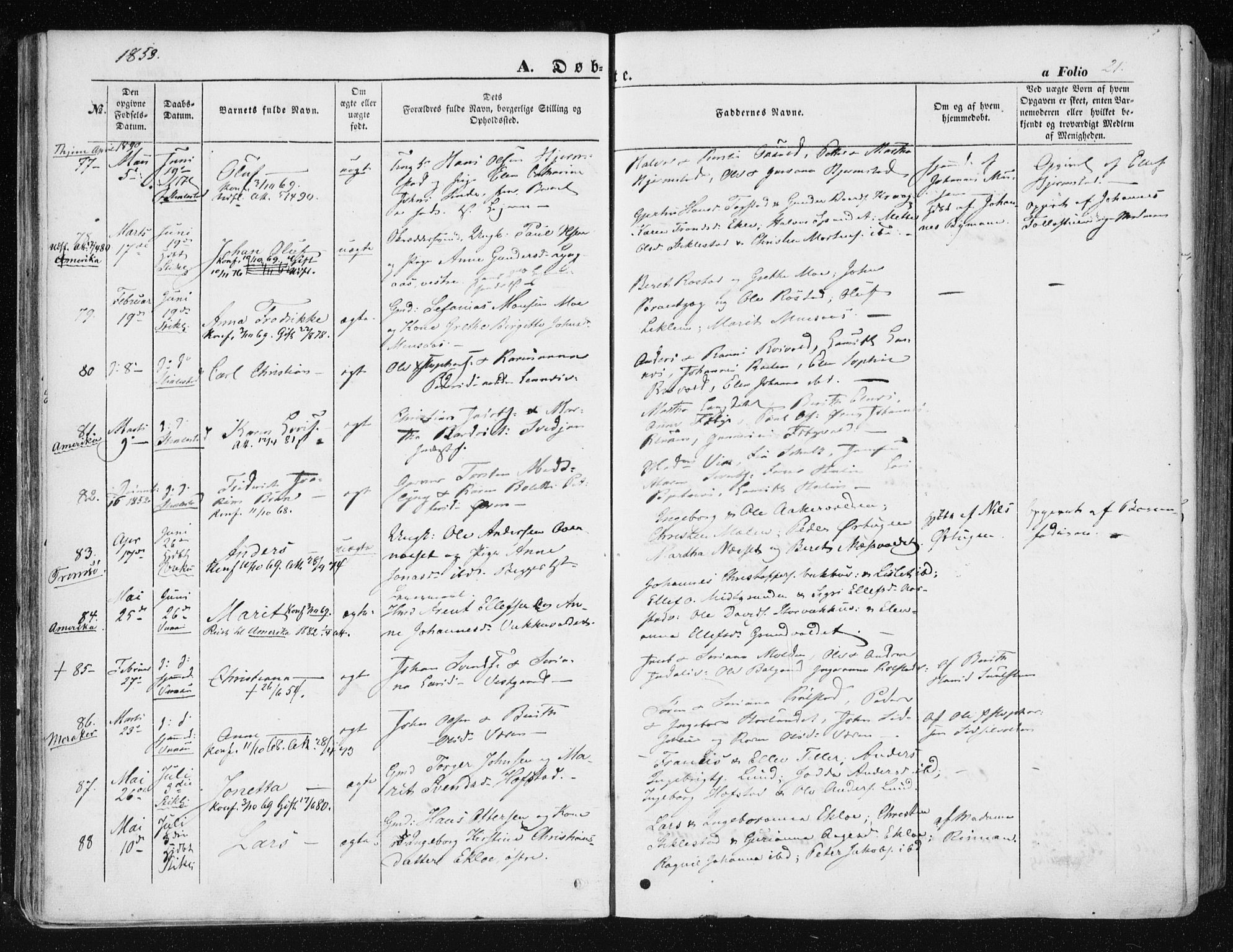Ministerialprotokoller, klokkerbøker og fødselsregistre - Nord-Trøndelag, AV/SAT-A-1458/723/L0240: Ministerialbok nr. 723A09, 1852-1860, s. 21