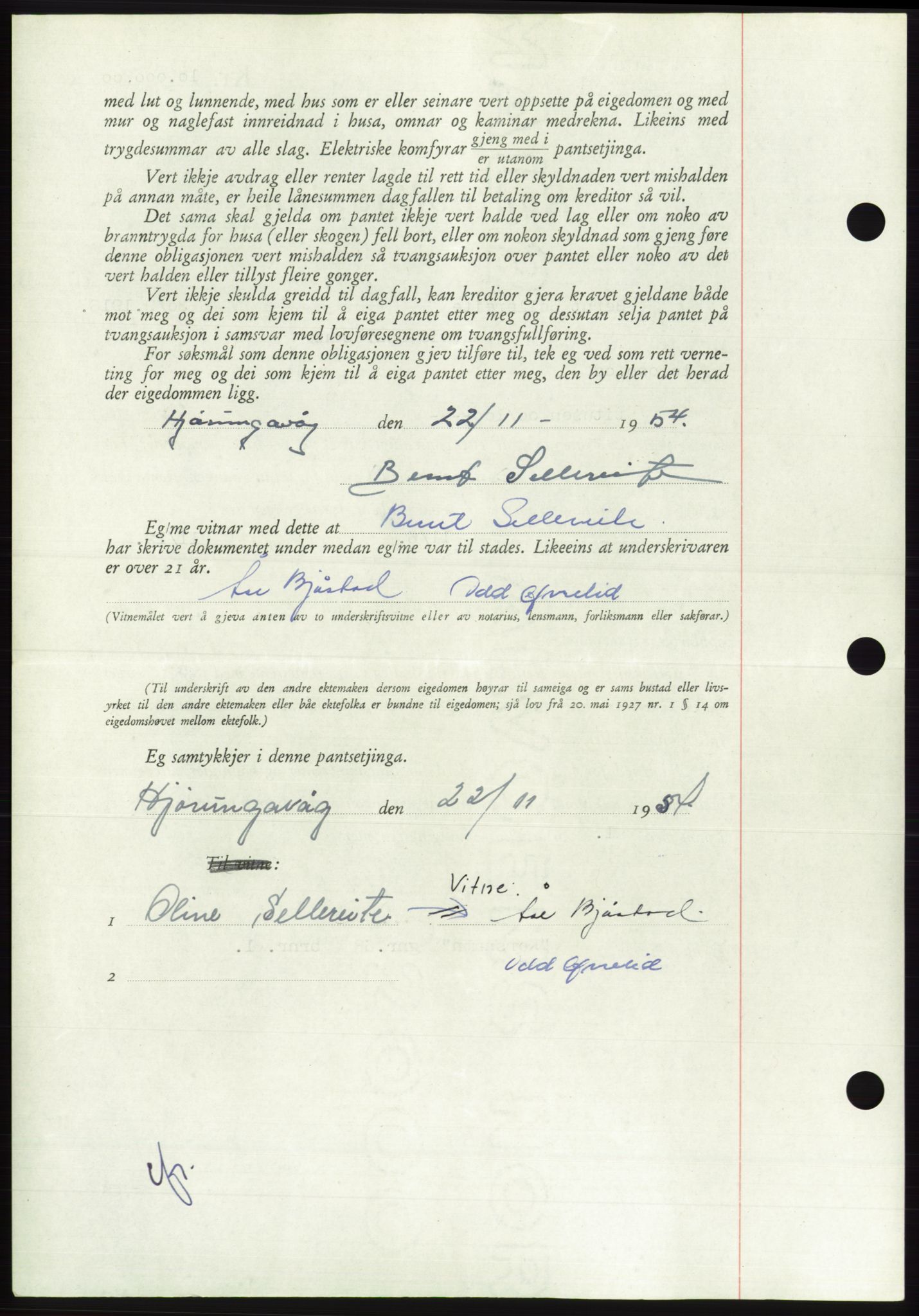 Søre Sunnmøre sorenskriveri, AV/SAT-A-4122/1/2/2C/L0126: Pantebok nr. 14B, 1954-1955, Dagboknr: 3303/1954